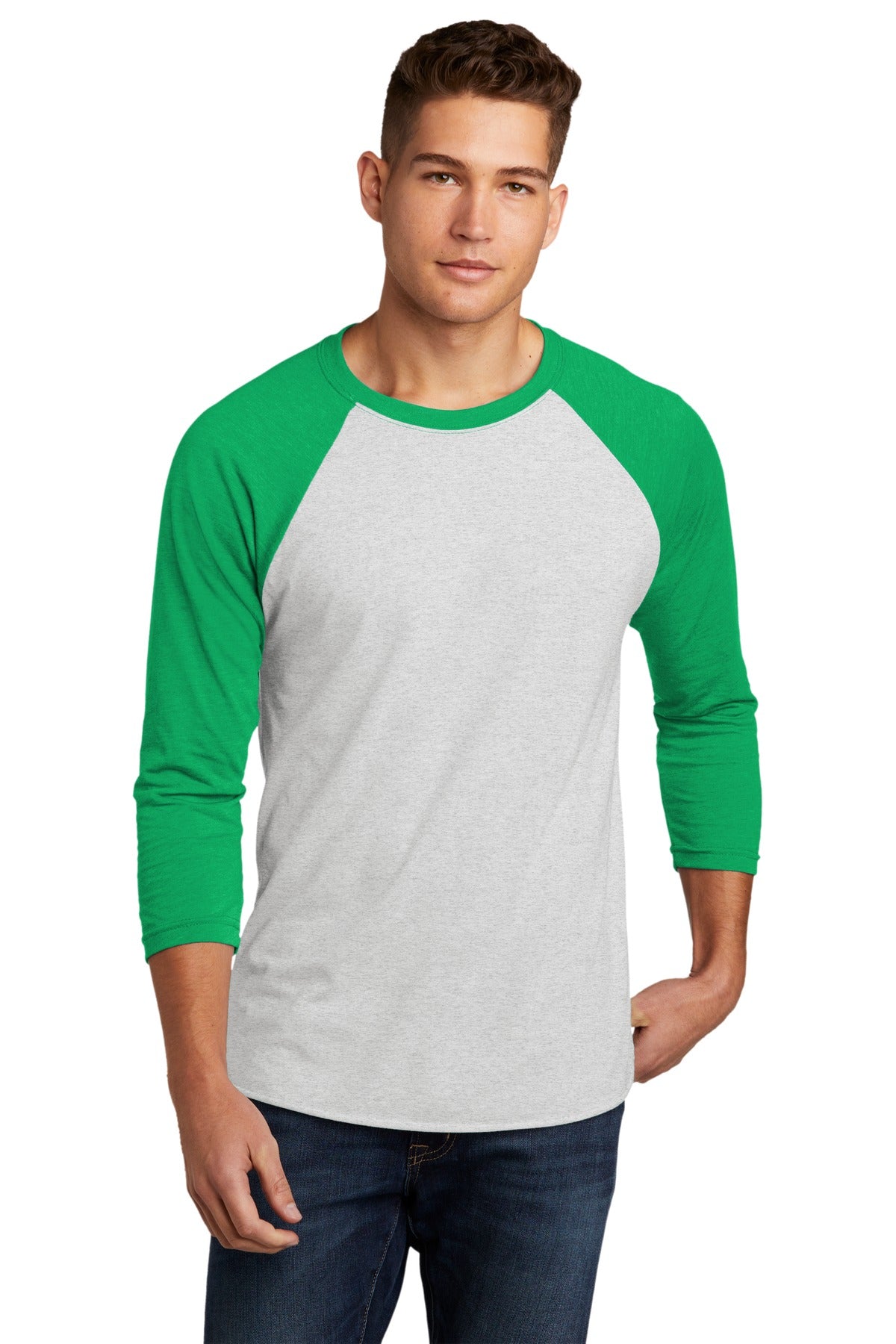 Next Level Apparel®   Adult Tri-Blend 3/4-Sleeve Raglan Tee. NL6051 - Envy/ Hthr White - 2XL