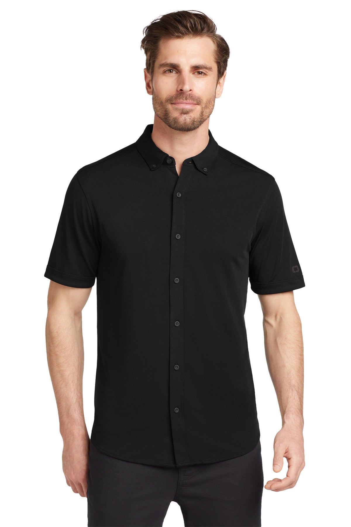 OGIO ® Gravitate Full-Button Polo. OG141 - Blacktop - 2XL