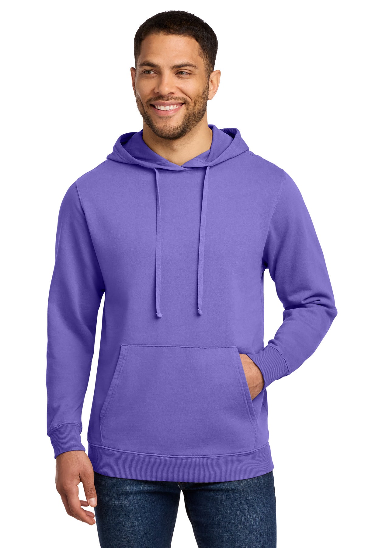 Port & Co® Beach Wash® Garment-Dyed Pullover Hooded Sweatshirt. PC098H - Amethyst - 2XL