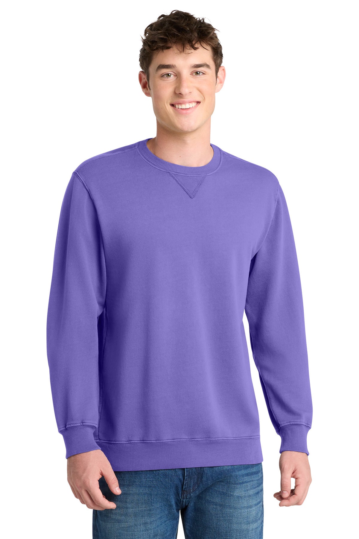 Port & Co® Beach Wash® Garment-Dyed Crewneck Sweatshirt PC098 - Amethyst - 2XL