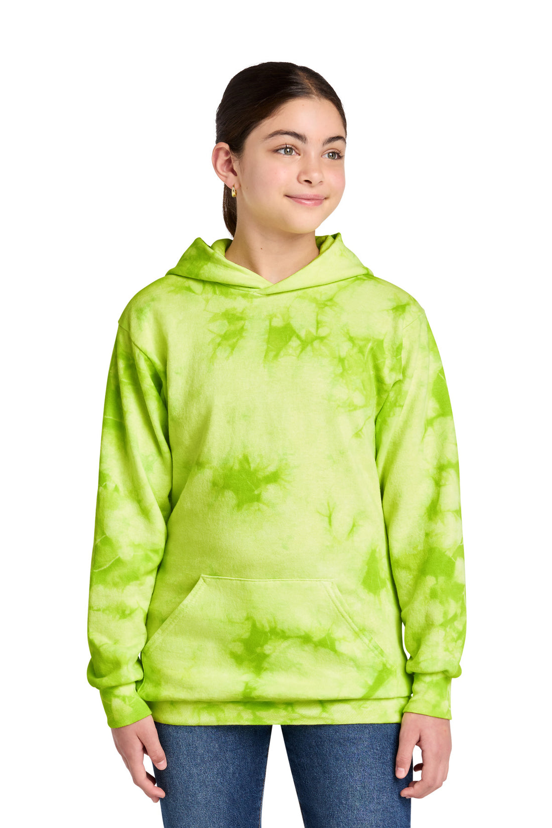 Port & Co® Youth Crystal Tie-Dye Pullover Hoodie PC144Y - Lemon Lime - L