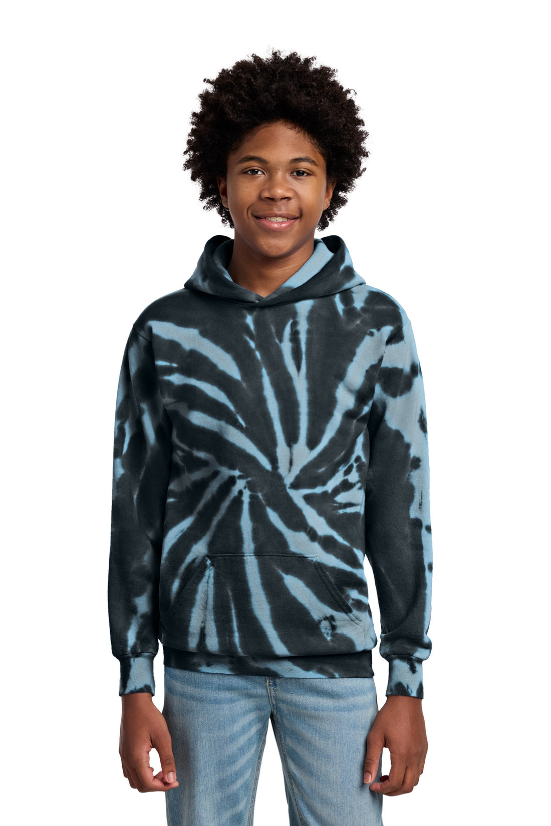 Port & Co® Youth Tie-Dye Pullover Hooded Sweatshirt. PC146Y - Black - XS