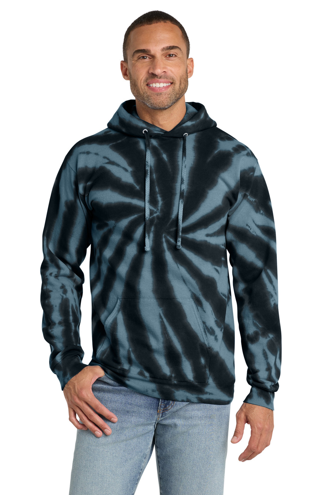 Port & Co® Tie-Dye Pullover Hooded Sweatshirt. PC146 - Black - 2XL