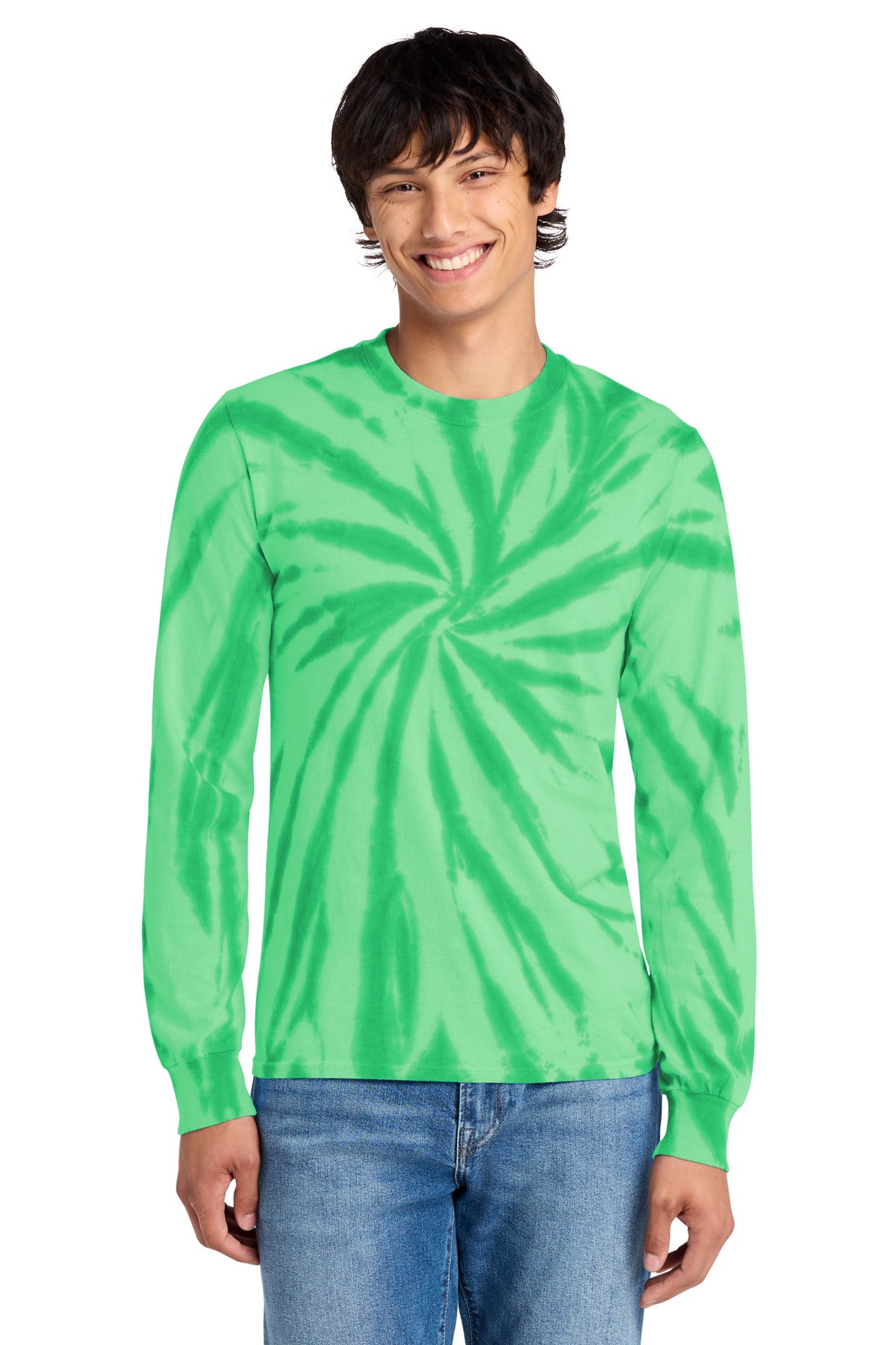 Port & Co® Tie-Dye Long Sleeve Tee.  PC147LS - Kelly - 2XL