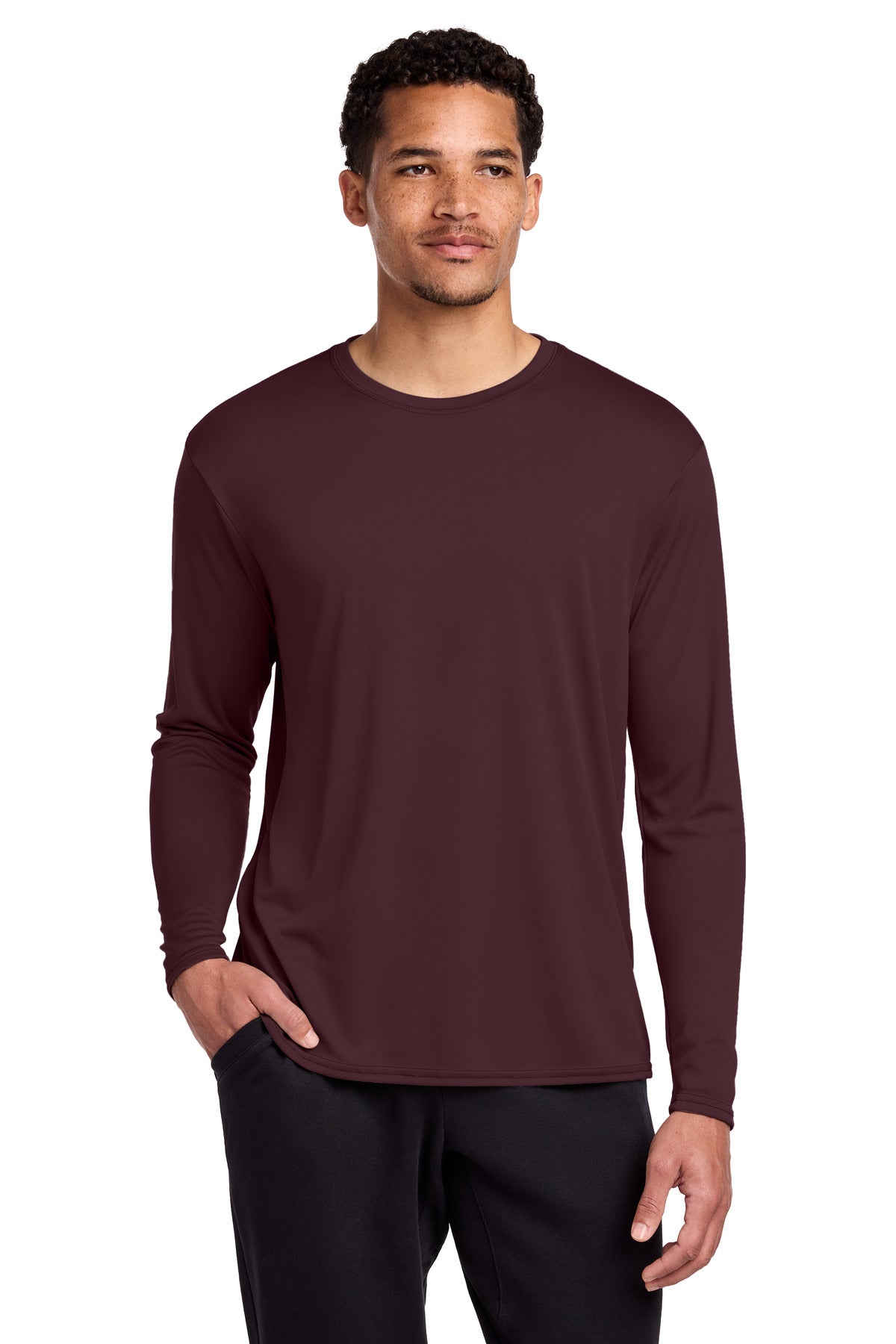 Port & Co® Long Sleeve Performance Tee. PC380LS - Athletic Maroon - 2XL