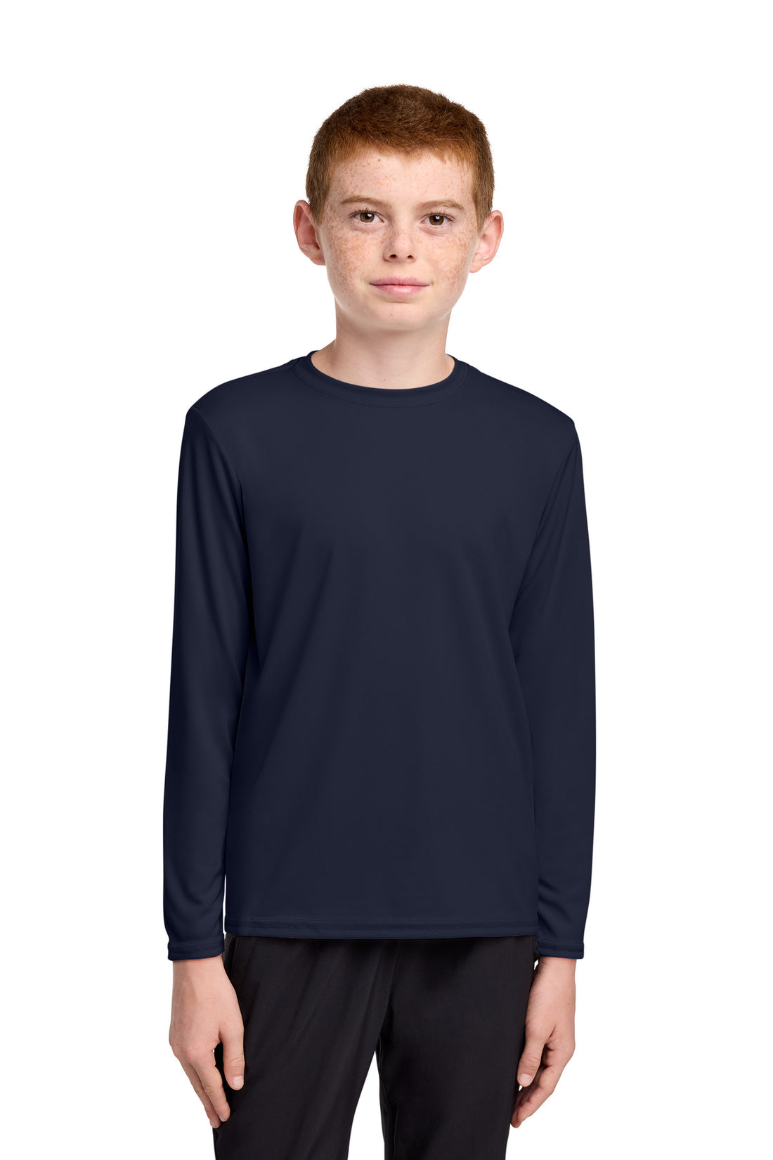 Port & Co® Youth Long Sleeve Performance Tee PC380YLS - Deep Navy - XS