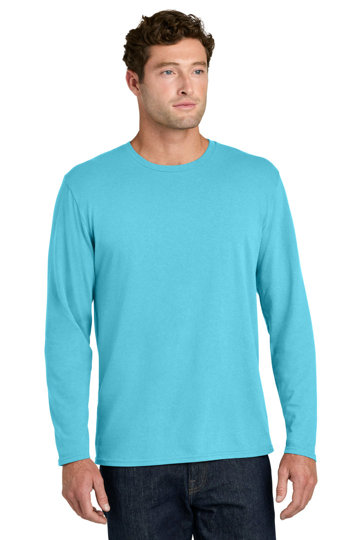 Port & Co® Easy Cotton Long Sleeve Tee PC43LS - Aquatic Blue - 2XL