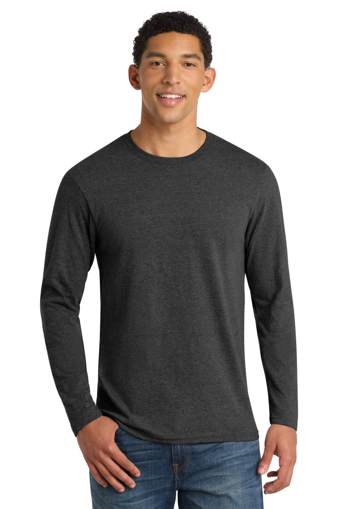 Port & Co® Long Sleeve Fan Favorite  Blend Tee. PC455LS - Black Heather - 2XL