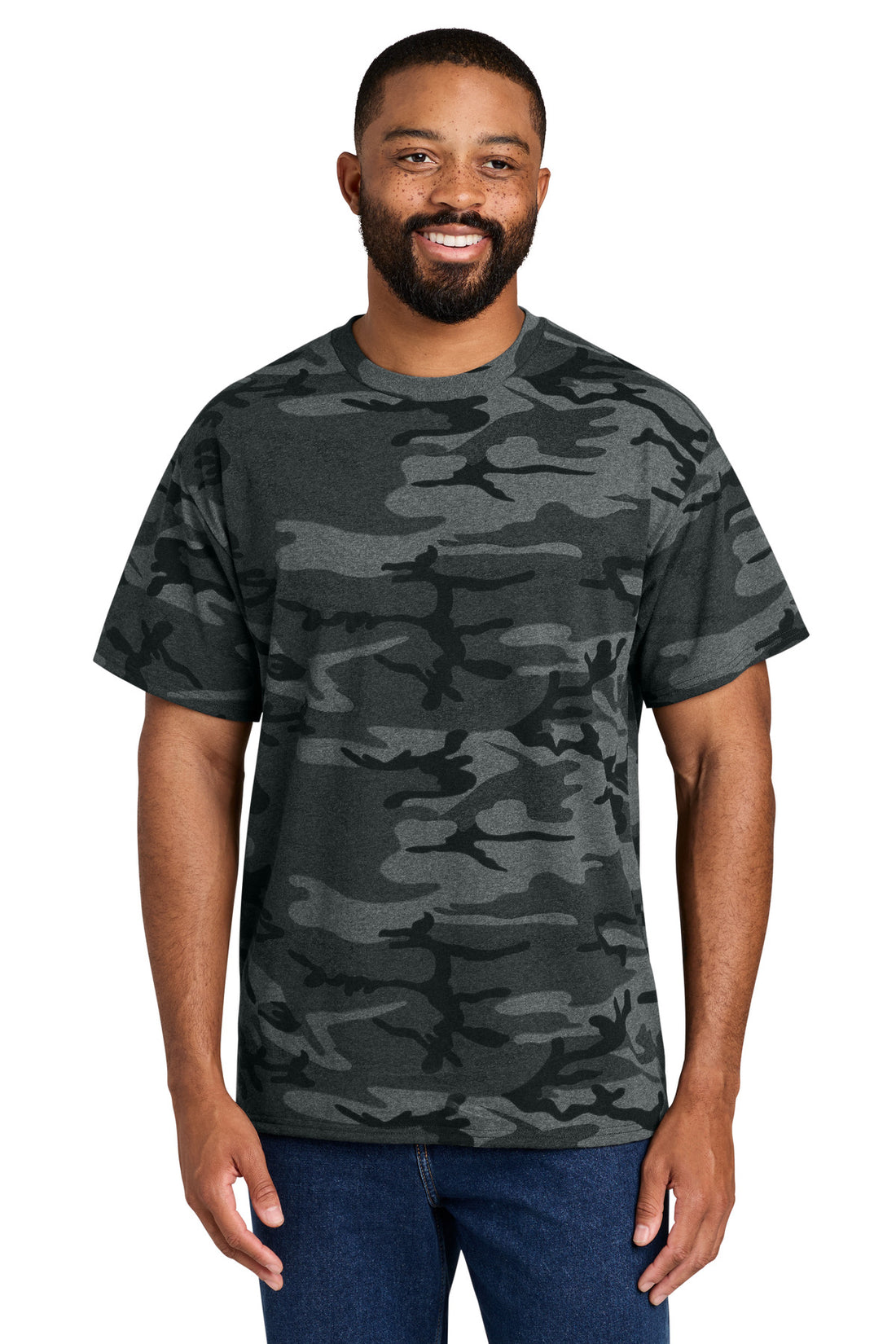 Port & Co® Core Cotton Camo Tee.  PC54C - Black Heather Camo - 2XL
