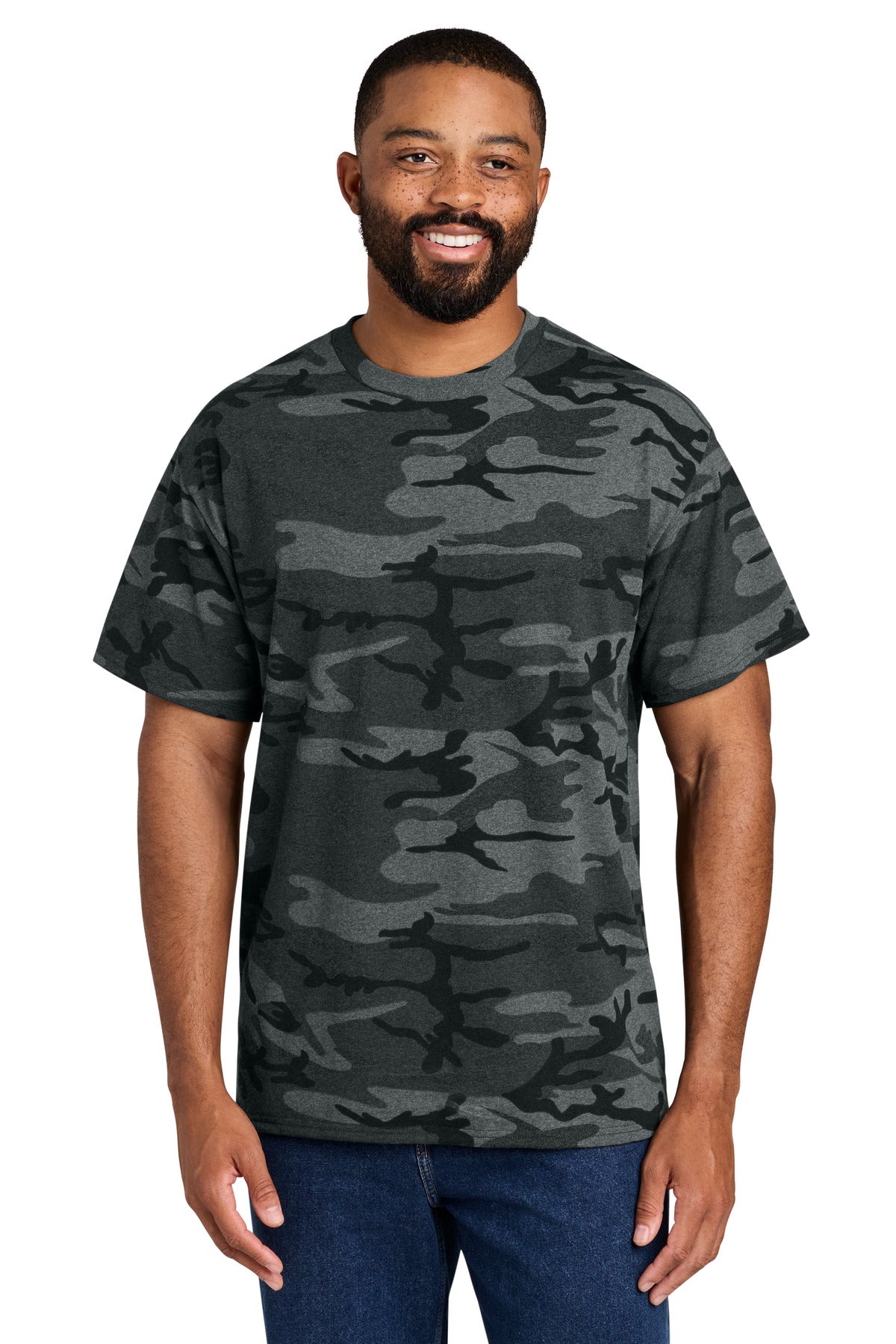Port & Co® Core Cotton Camo Tee.  PC54C - Black Heather Camo - 2XL