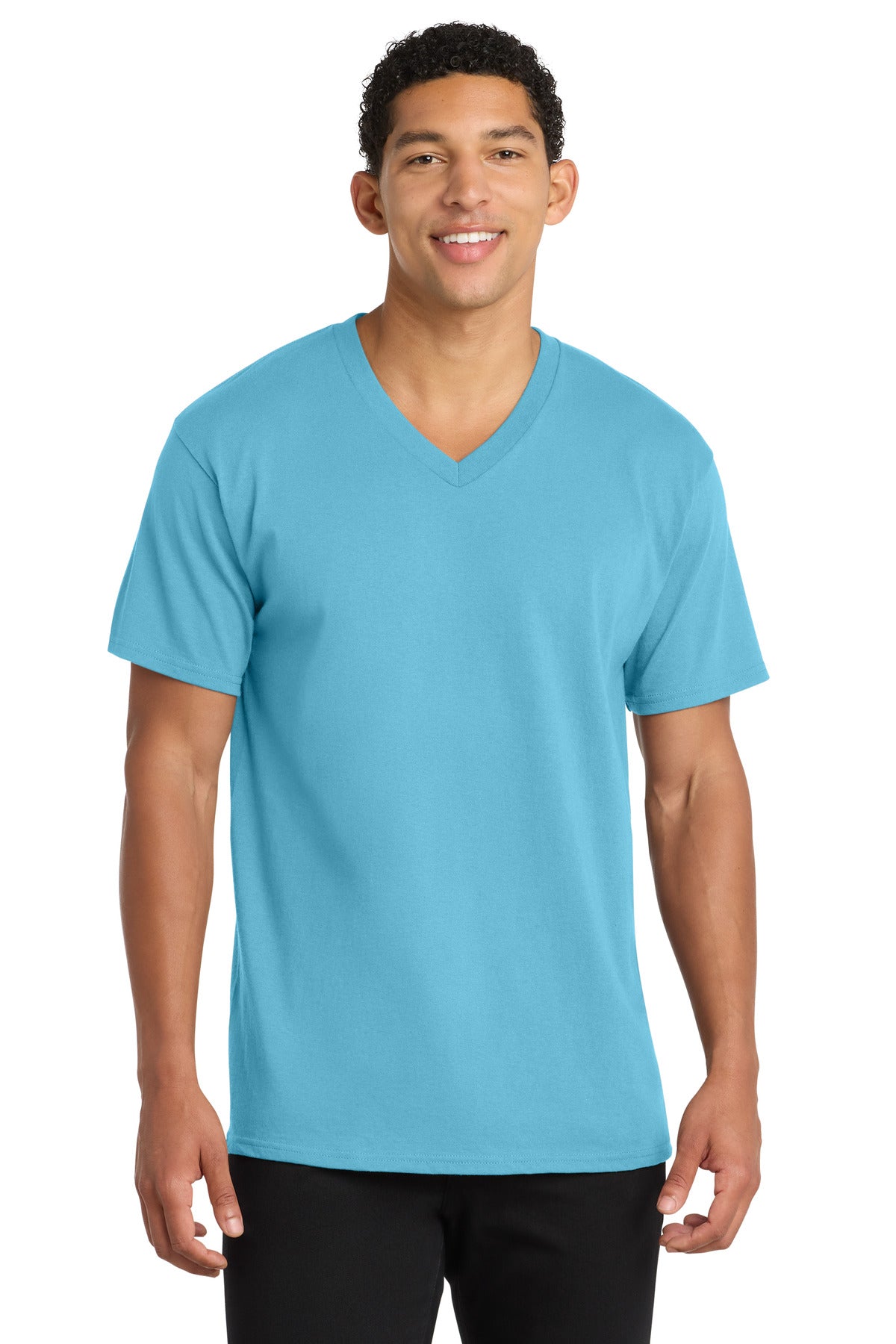 Port & Co® Core Cotton V-Neck Tee. PC54V - Aquatic Blue - 2XL