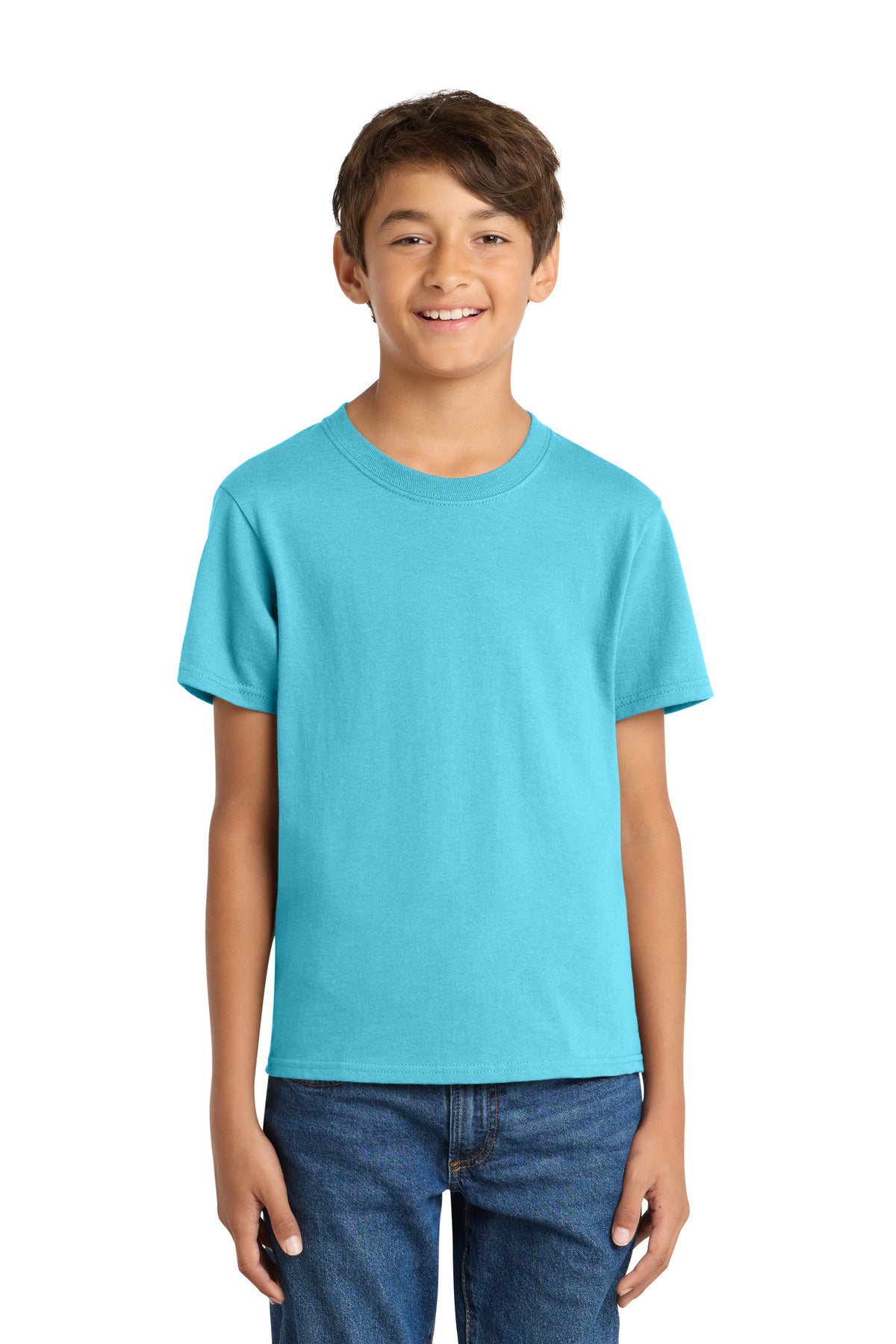 Port & Co® Youth Core Cotton Tee. PC54Y - Aquatic Blue - XS