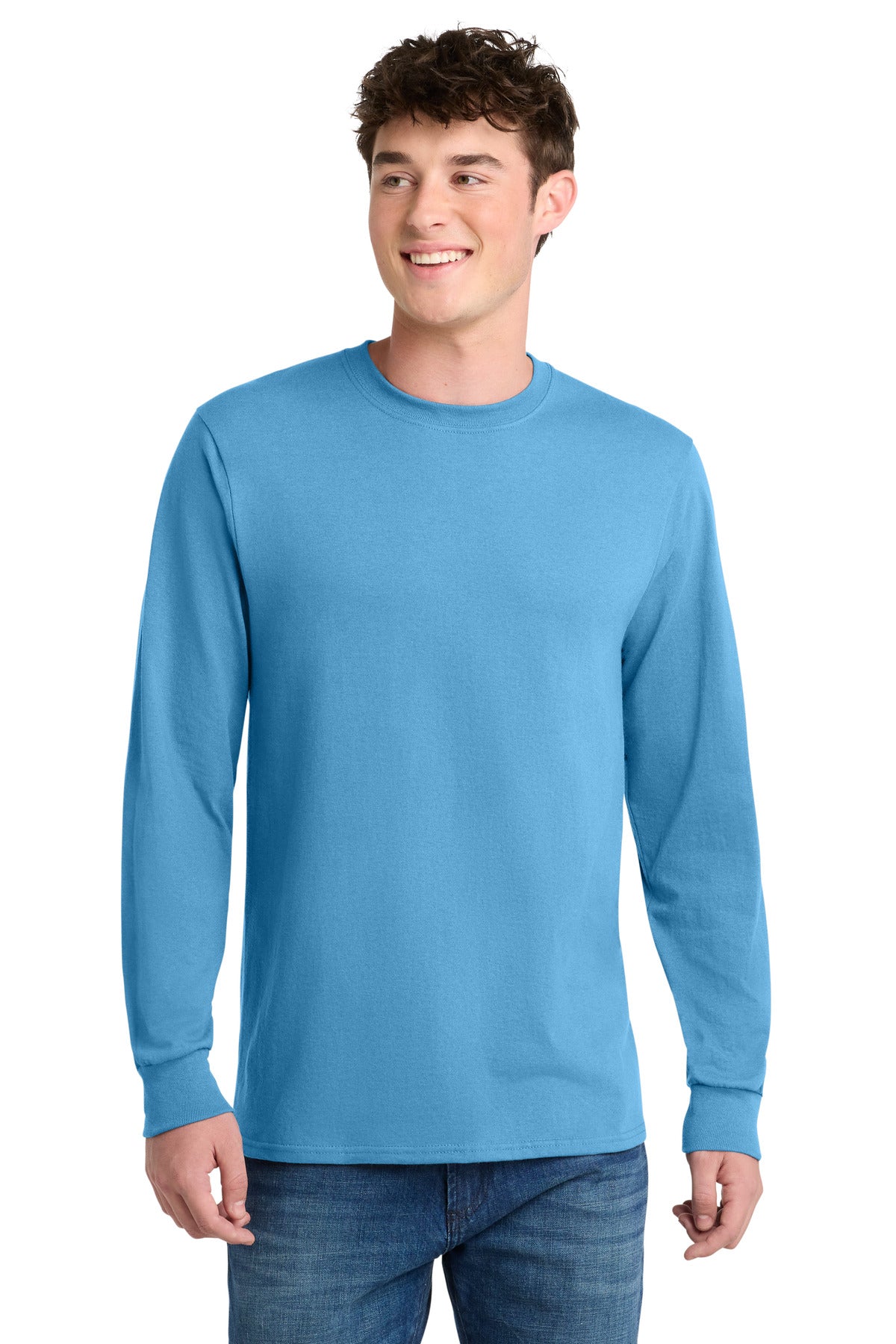 Port & Co® Long Sleeve Core Blend Tee. PC55LS - Aquatic Blue - 2XL