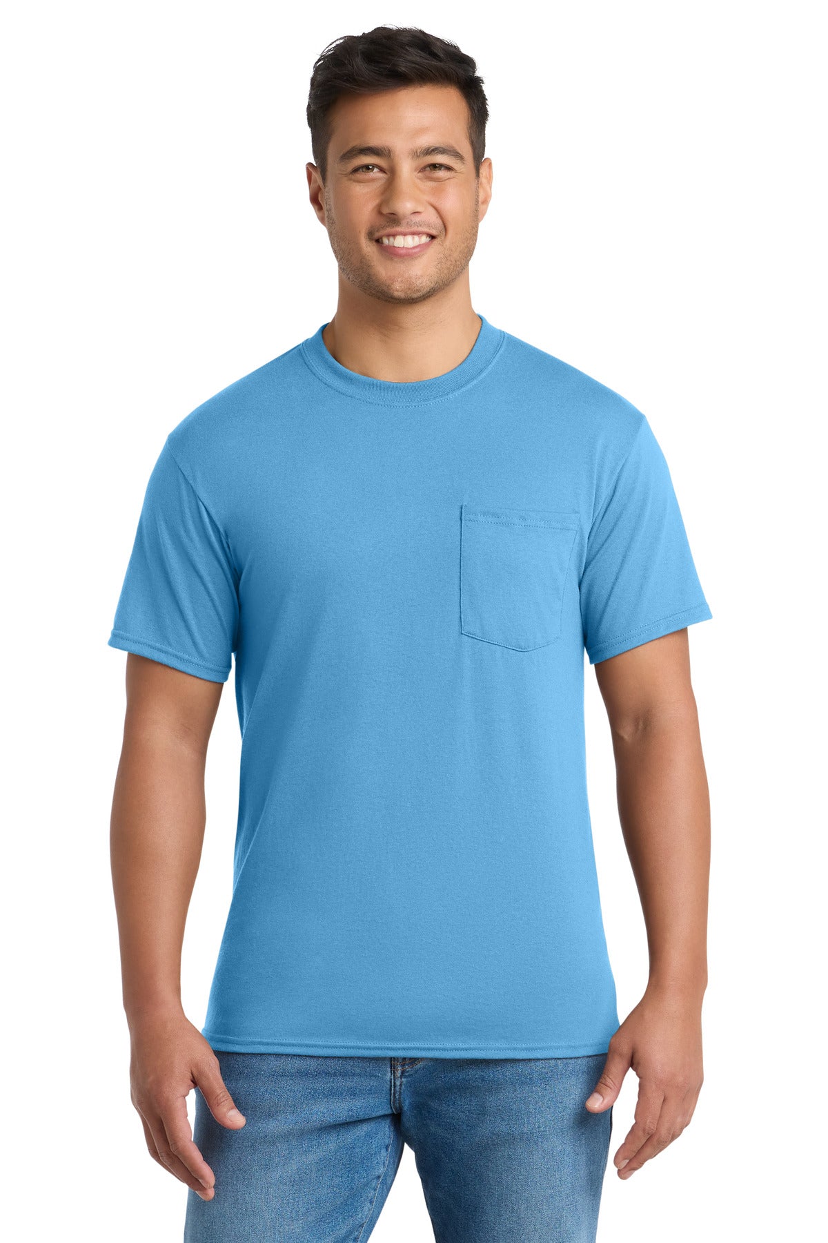 Port & Co® Core Blend Pocket Tee. PC55P - Aquatic Blue - 2XL