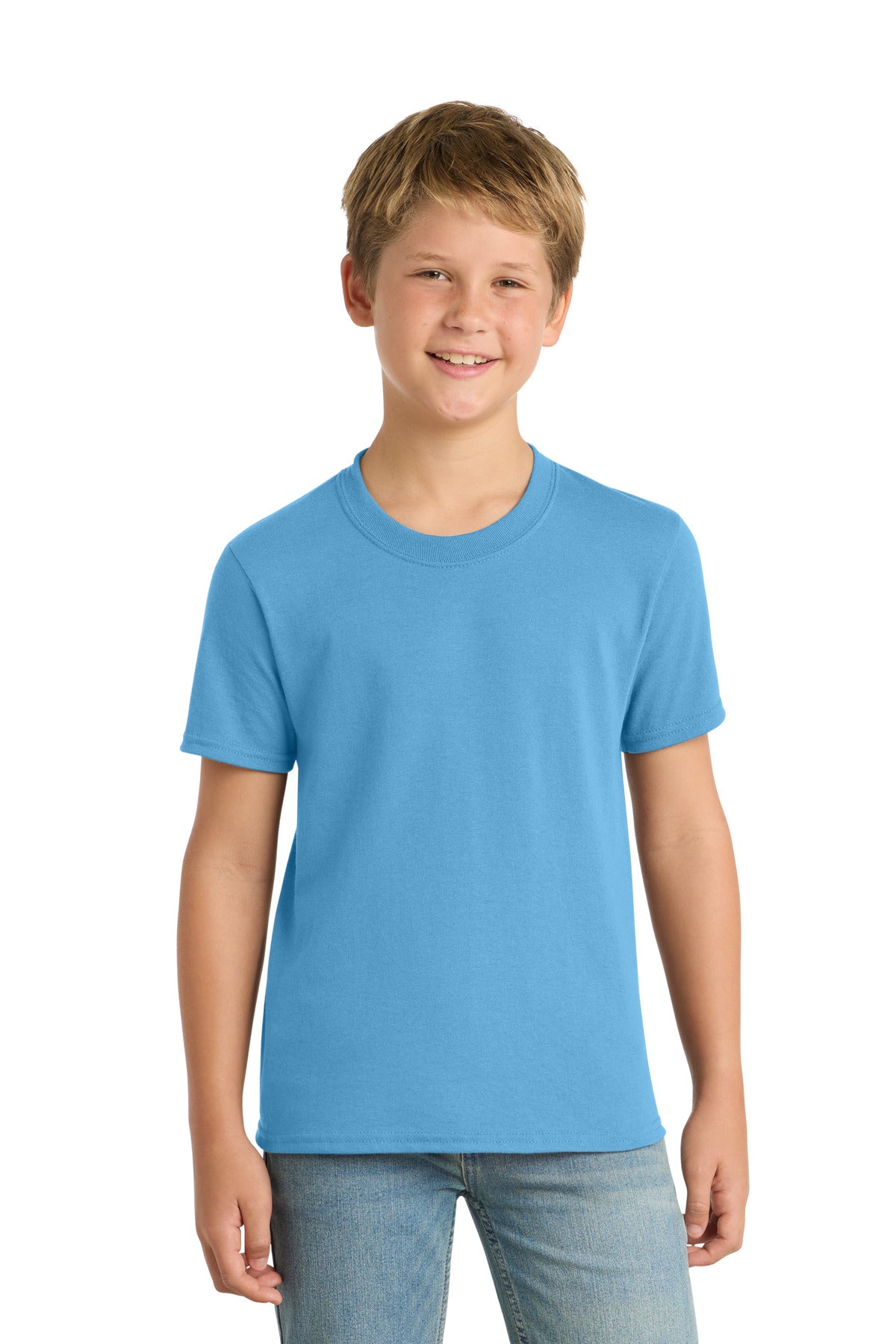 Port & Co® Youth Core Blend Tee.  PC55Y - Aquatic Blue - XS