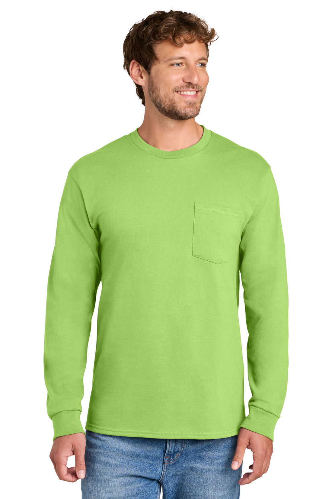 Port & Co® Tall Long Sleeve Essential Pocket Tee. PC61LSPT