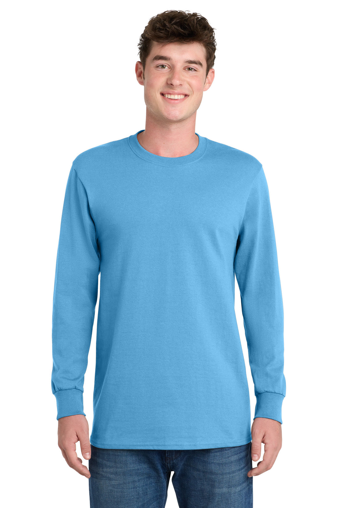 Port & Co® Long Sleeve Essential Tee. PC61LS - Aquatic Blue - 2XL