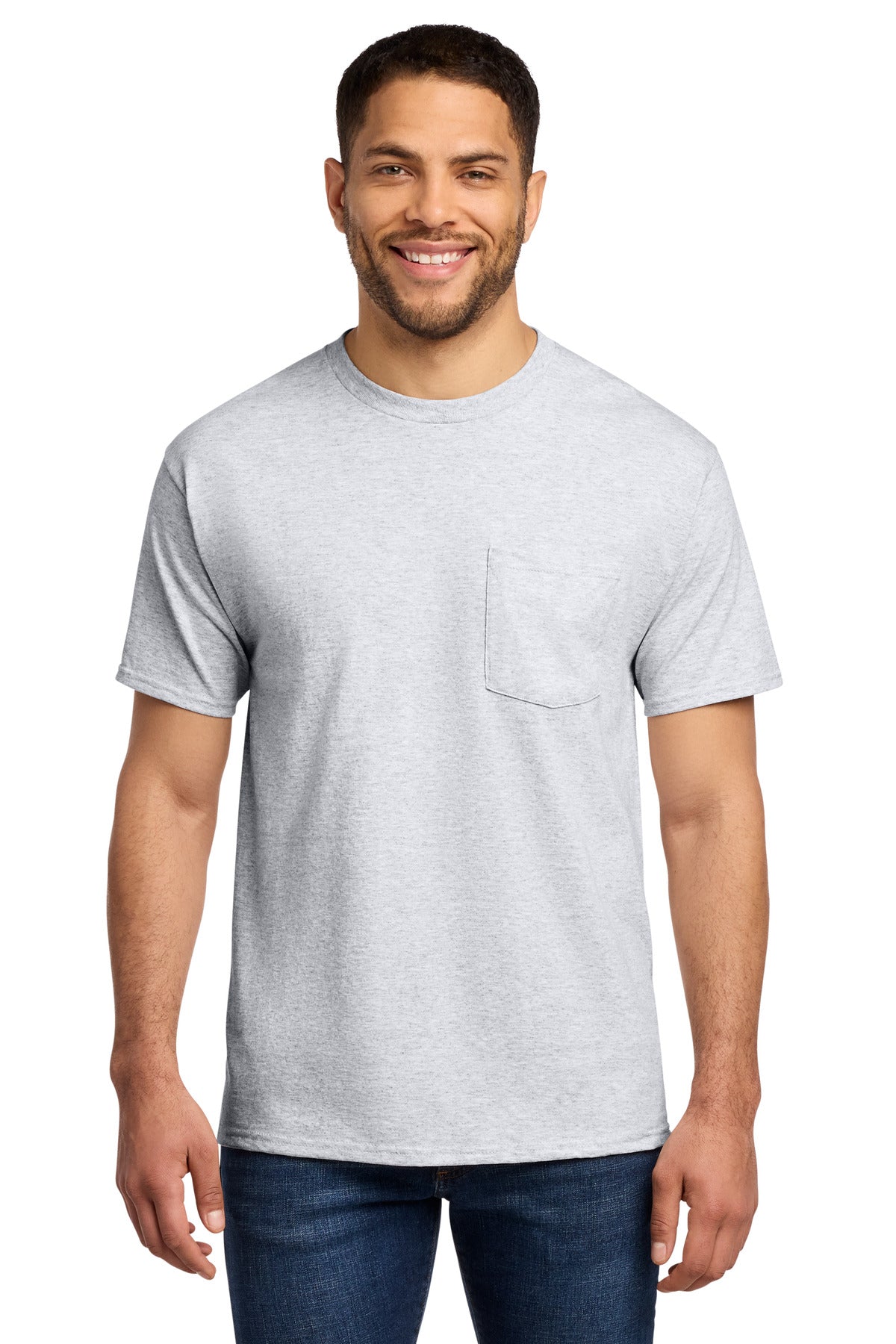 Port & Co® Essential Pocket Tee. PC61P - Ash - 2XL