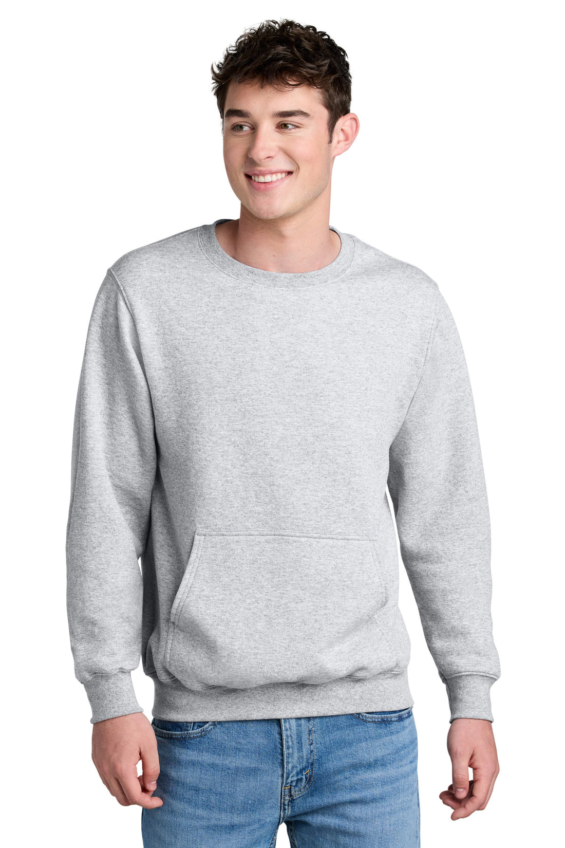 Port & Co® Core Fleece Crewneck Pocket Sweatshirt PC78PKT - Ash - 2XL