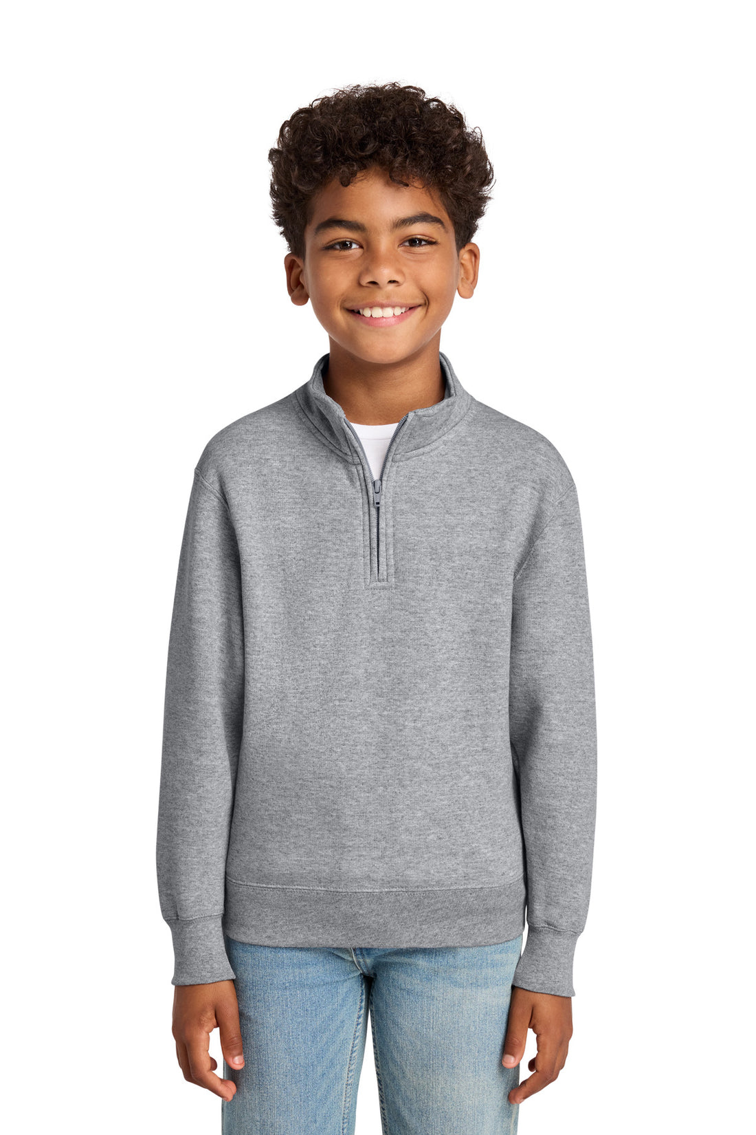 Port & Co® Youth Core Fleece 1/4-Zip Pullover Sweatshirt PC78YQ - Athletic Heather - L