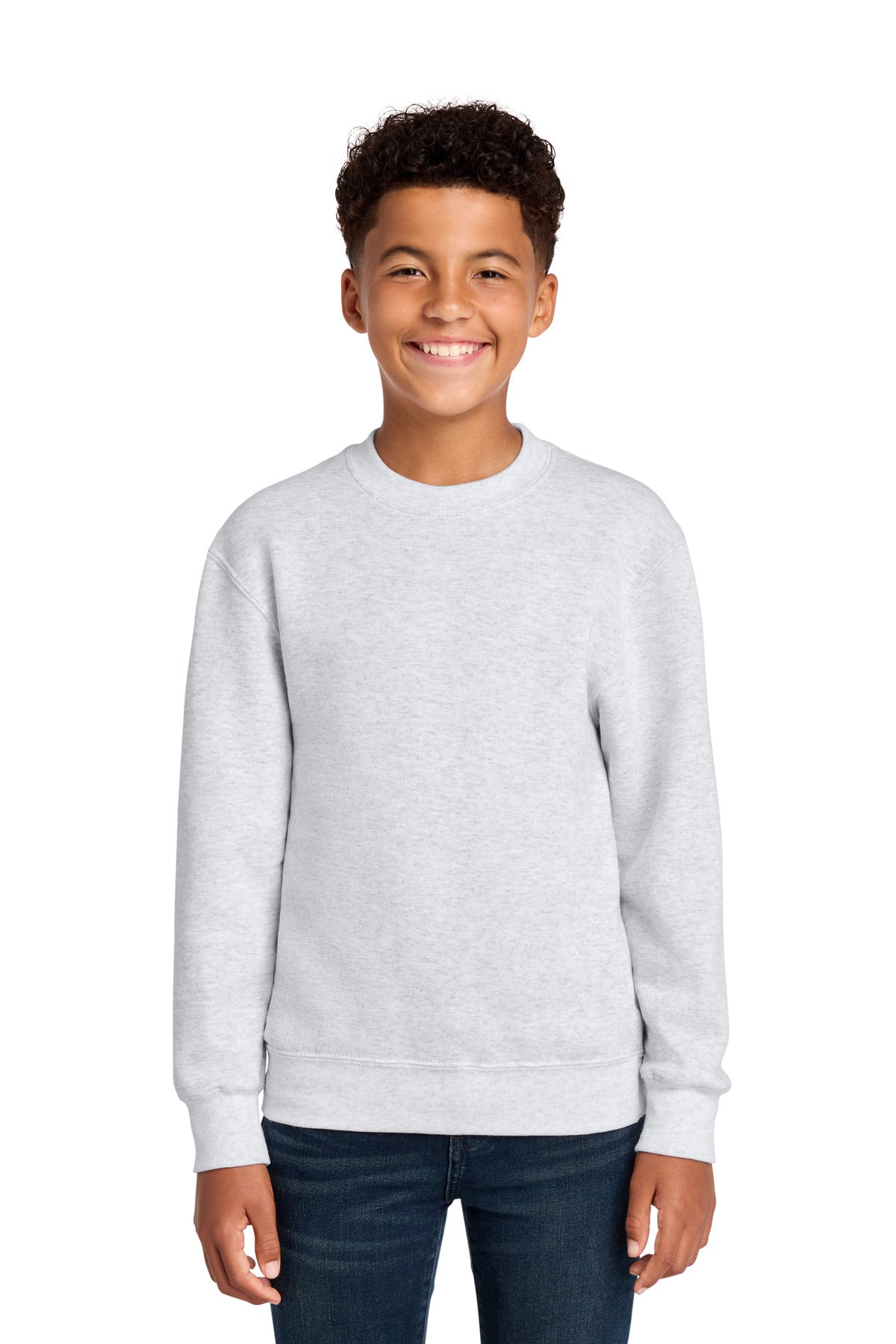 Port & Co® Youth Core Fleece Crewneck Sweatshirt PC78Y - Ash - L