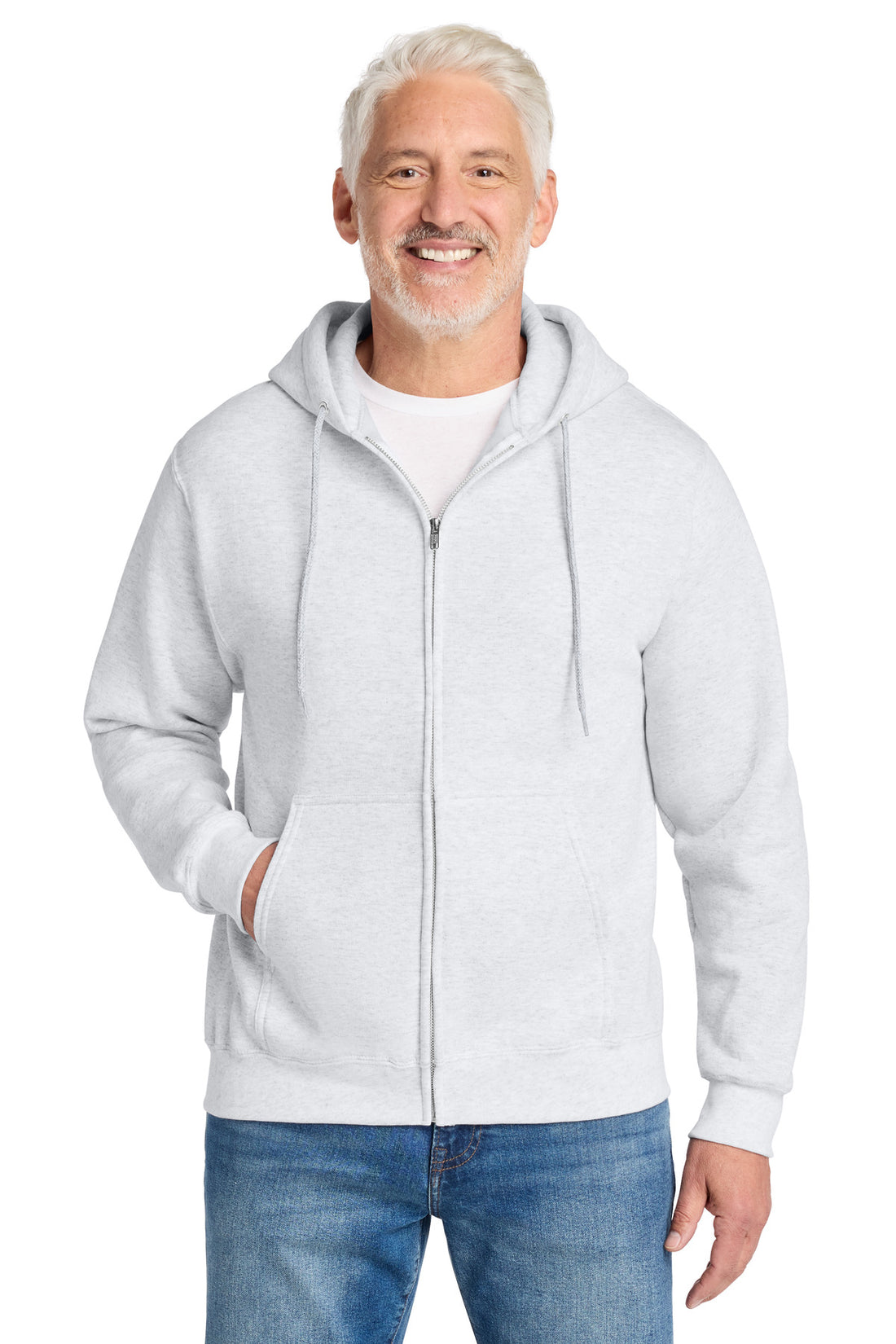 Port & Co® Core Fleece Full-Zip Hooded Sweatshirt. PC78ZH - Ash - 2XL