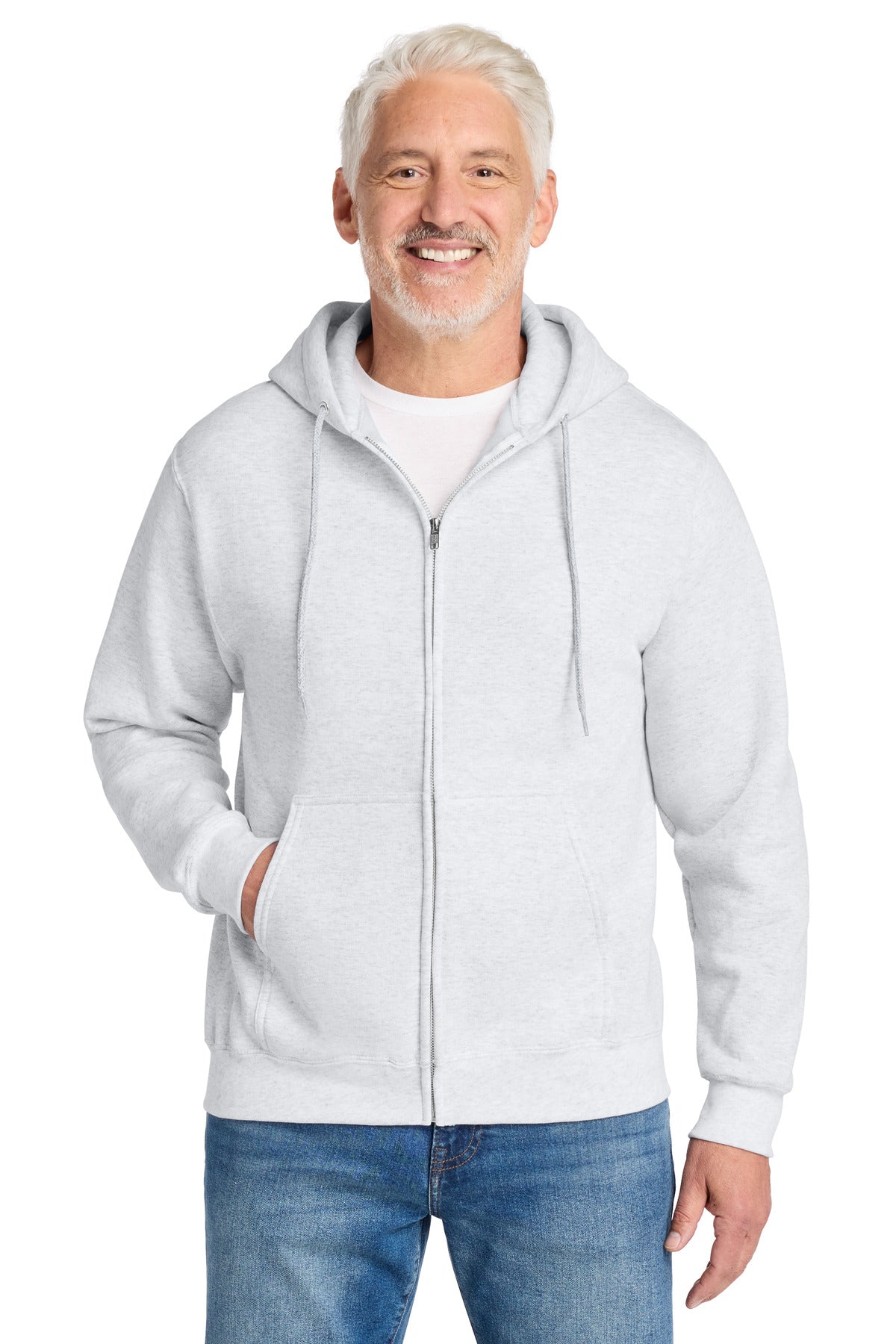 Port & Co® Core Fleece Full-Zip Hooded Sweatshirt. PC78ZH - Ash - 2XL
