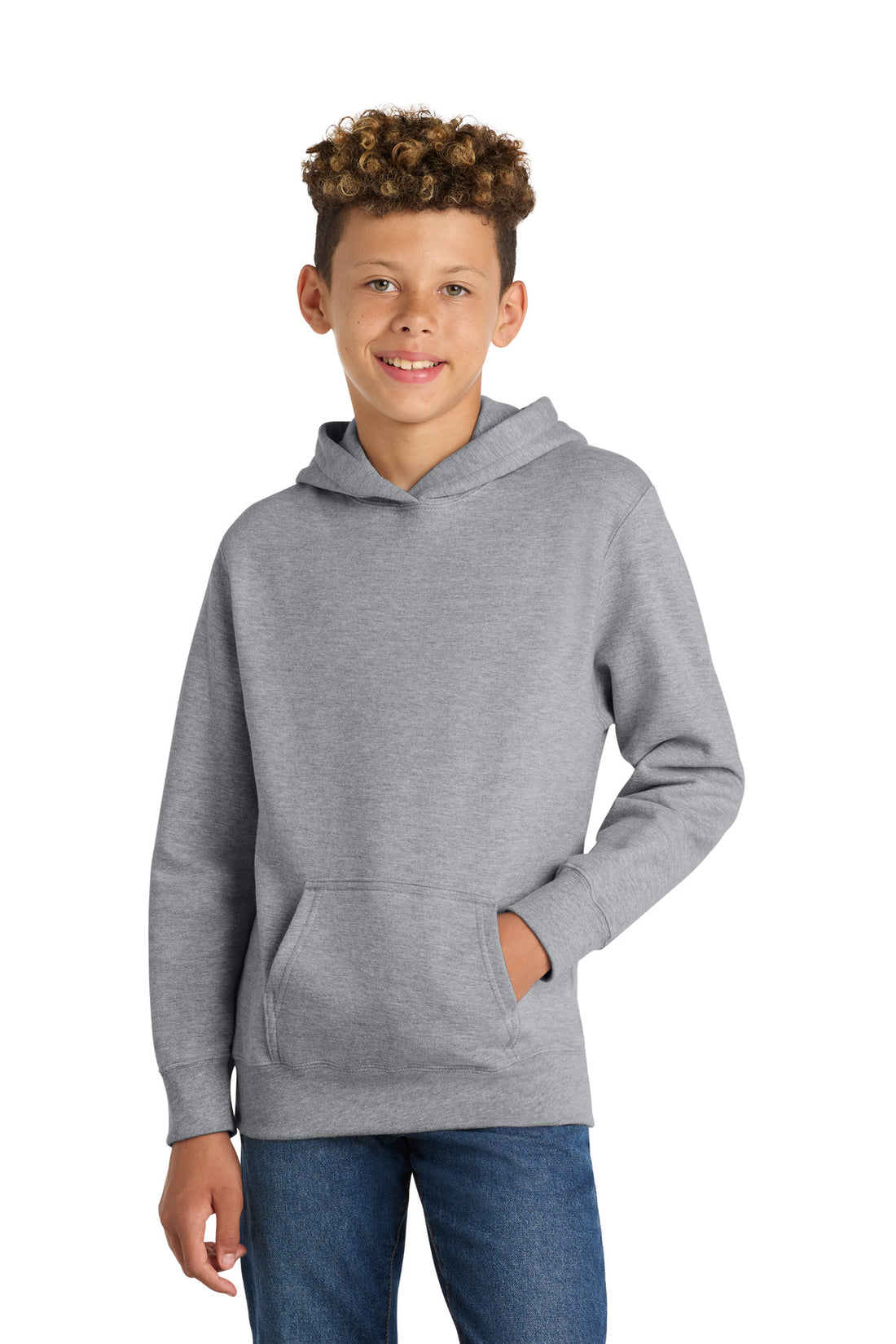 Port & Co® Youth Fan Favorite Fleece Pullover Hooded Sweatshirt. PC850YH - Athletic Heather - XS