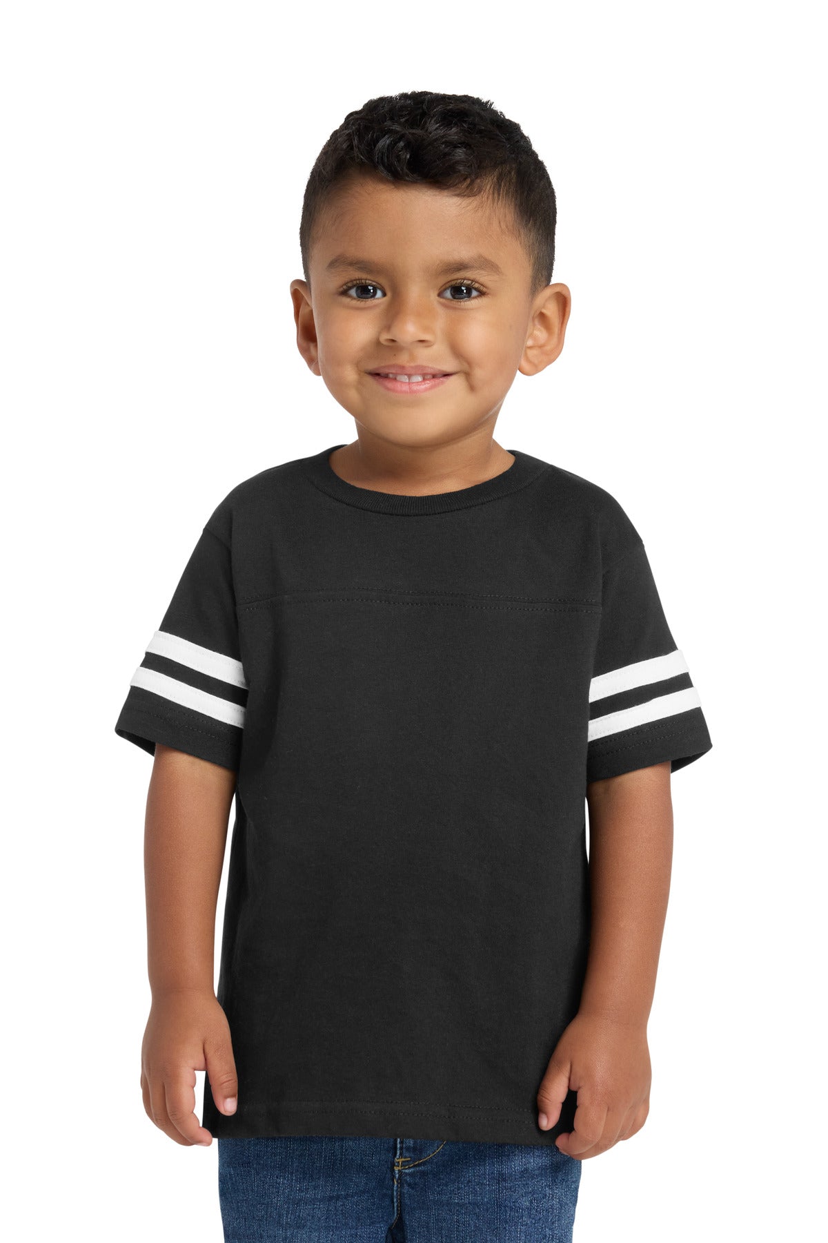 Rabbit Skins Toddler Football Fine Jersey Tee. RS3037 - Black/ White - 2T