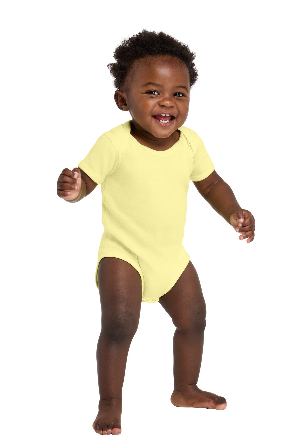 Rabbit Skins Infant Short Sleeve Baby Rib Bodysuit. RS4400 - Banana - NB