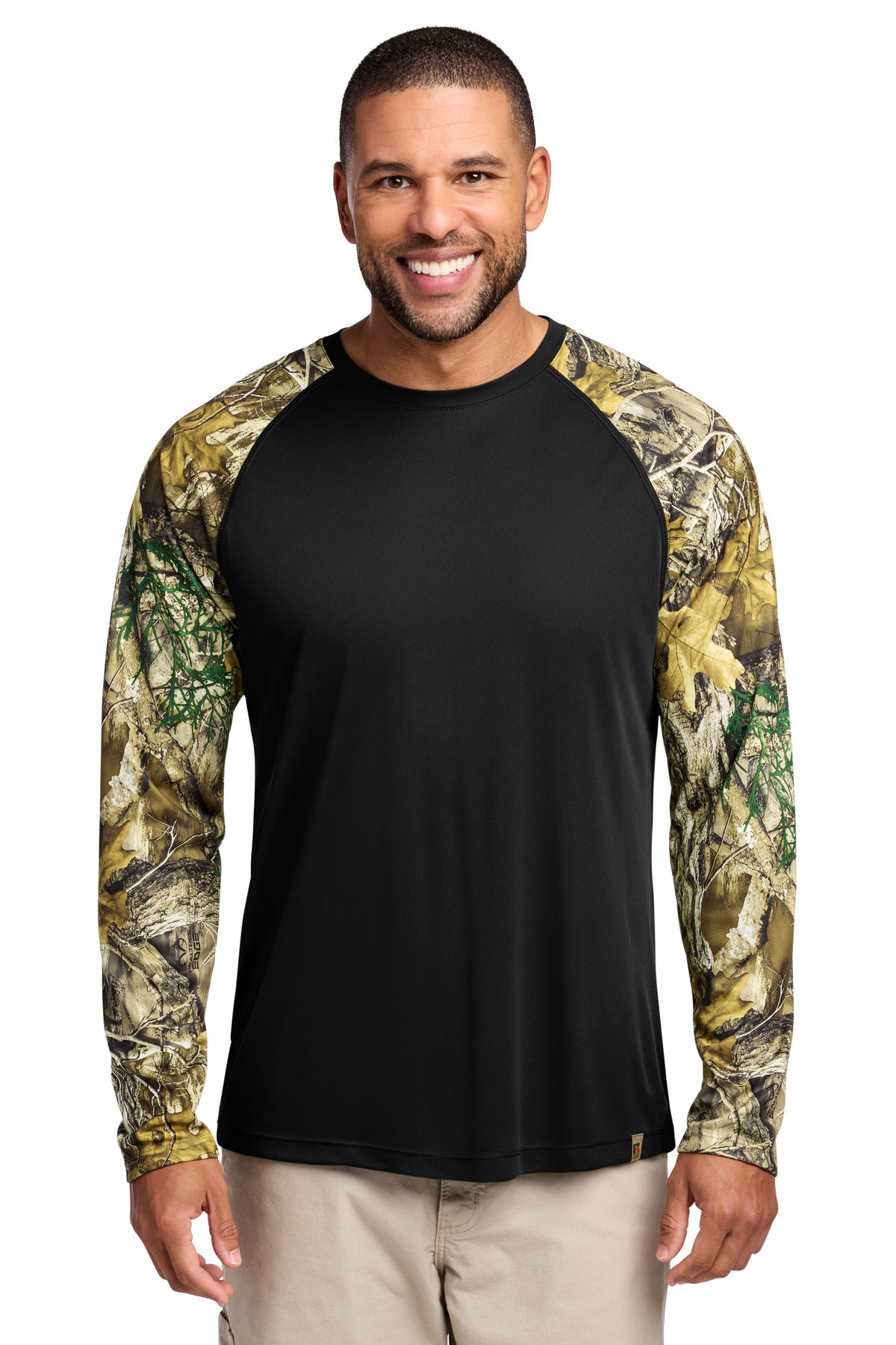 Russell Outdoors Realtree® Colorblock Performance Long Sleeve Tee RU151LS - Black/ Realtree Edge - 2XL