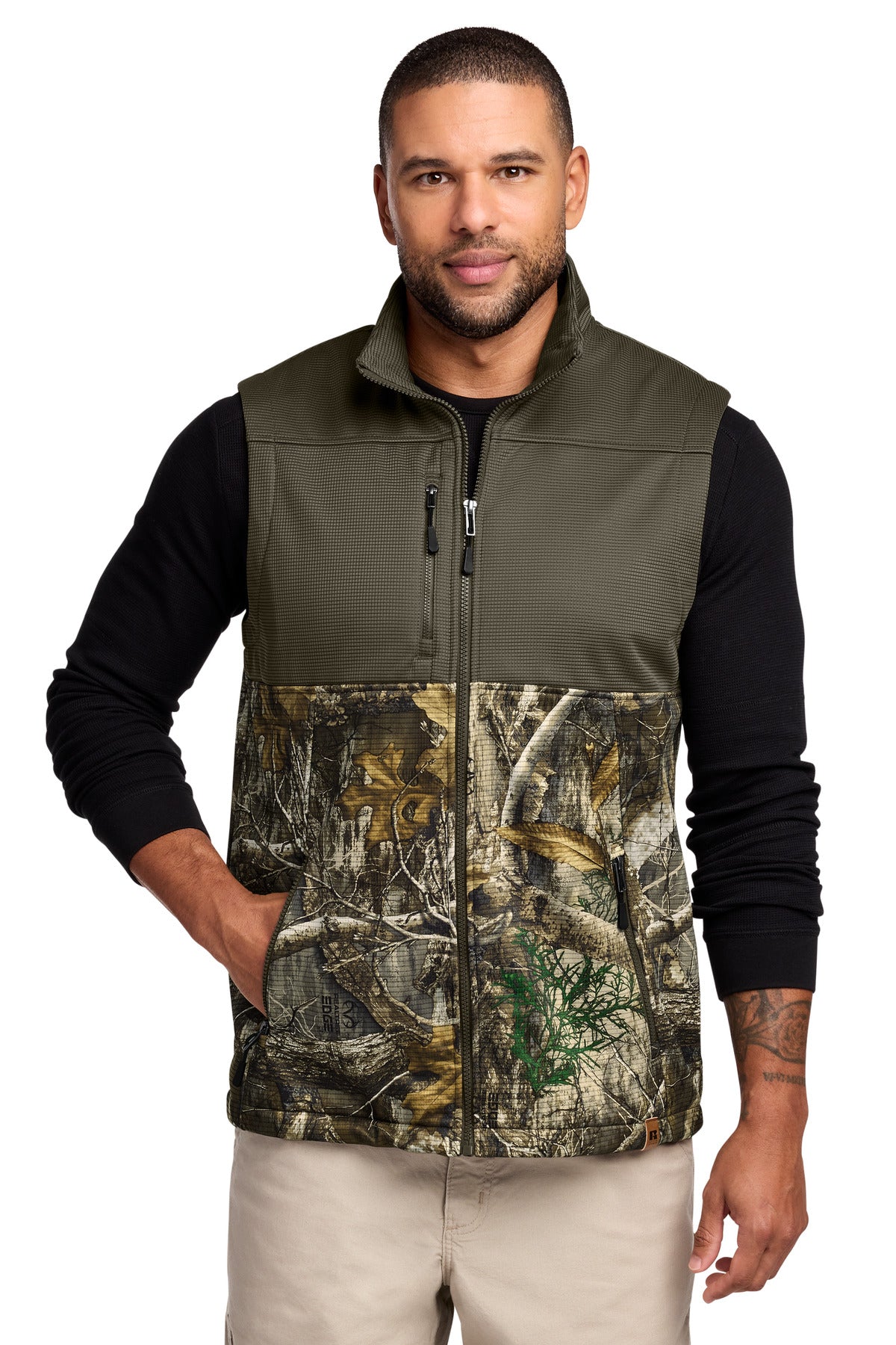 Russell Outdoors Realtree® Atlas Colorblock Soft Shell Vest RU604 - Cargo Brown/ Realtree Edge - 2XL