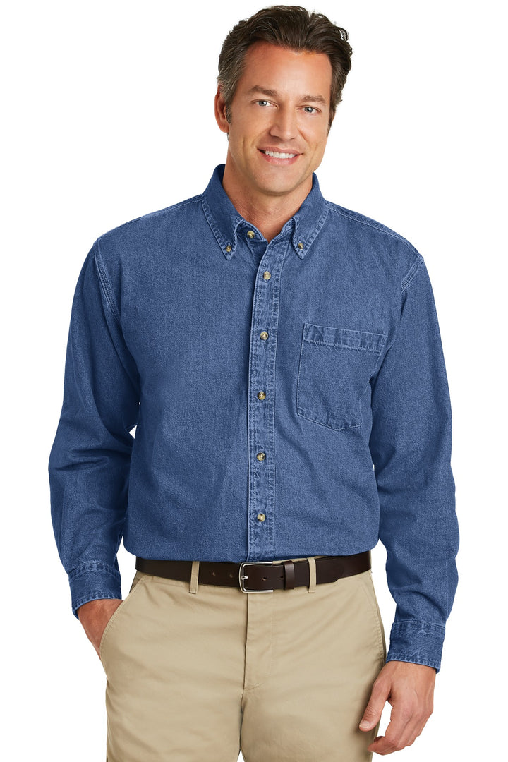 Port Authority® Heavyweight Denim Shirt. S100 - Dark Blue Stonewashed - 2XL