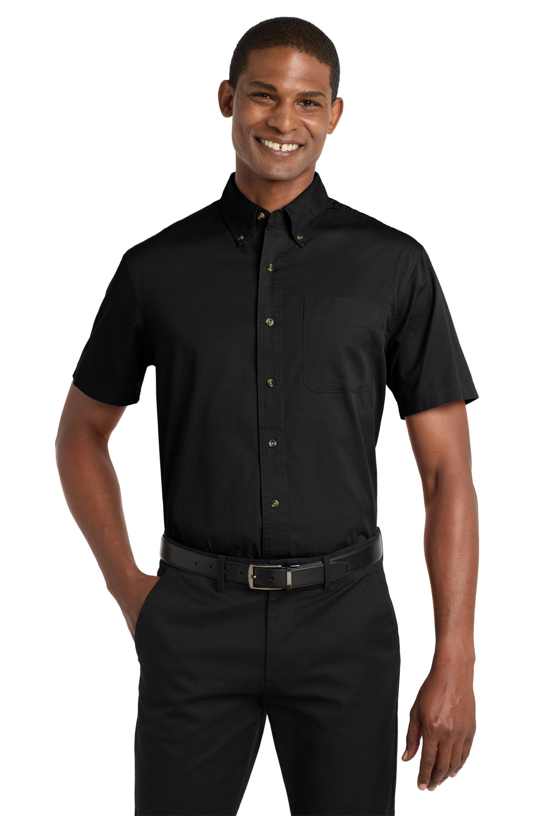 Port Authority® Short Sleeve Twill Shirt. S500T - Black - 2XL