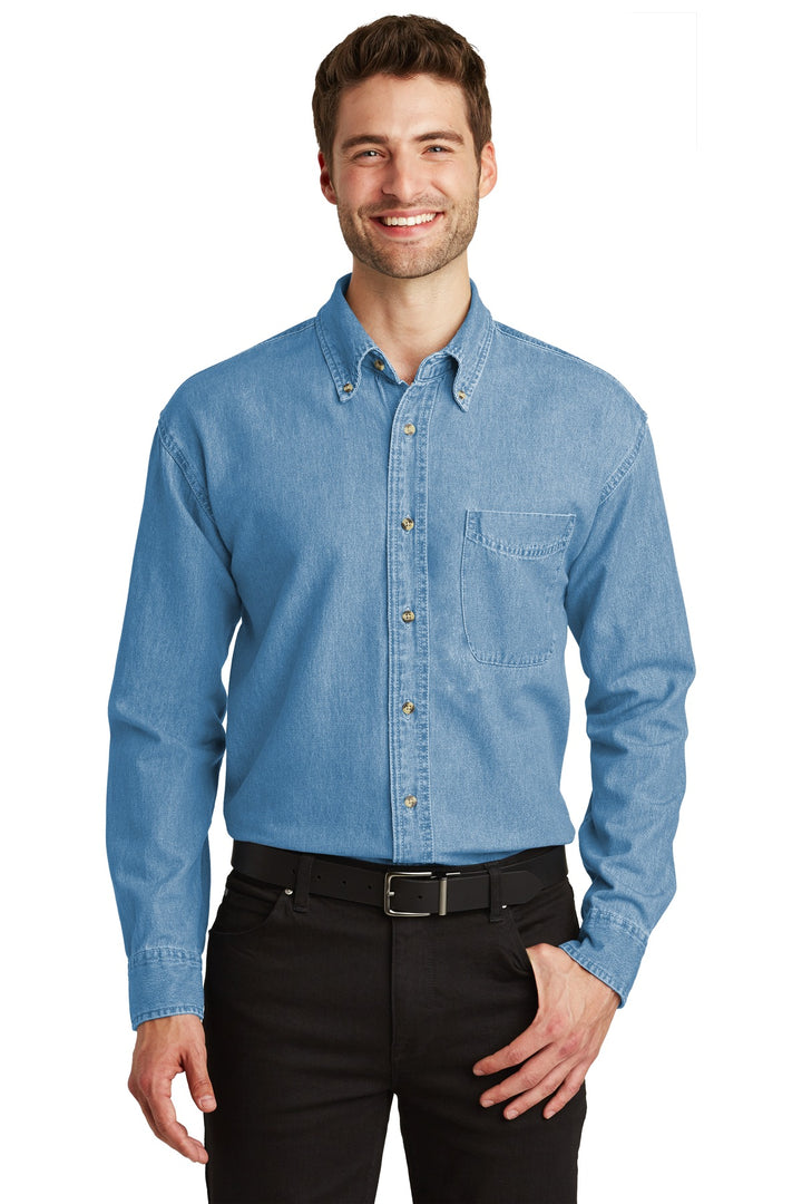 Port Authority® Long Sleeve Denim Shirt. S600 - Faded Denim - 2XL