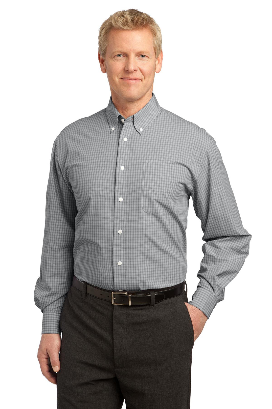 Port Authority® Plaid Pattern Easy Care Shirt. S639 - Charcoal - 2XL