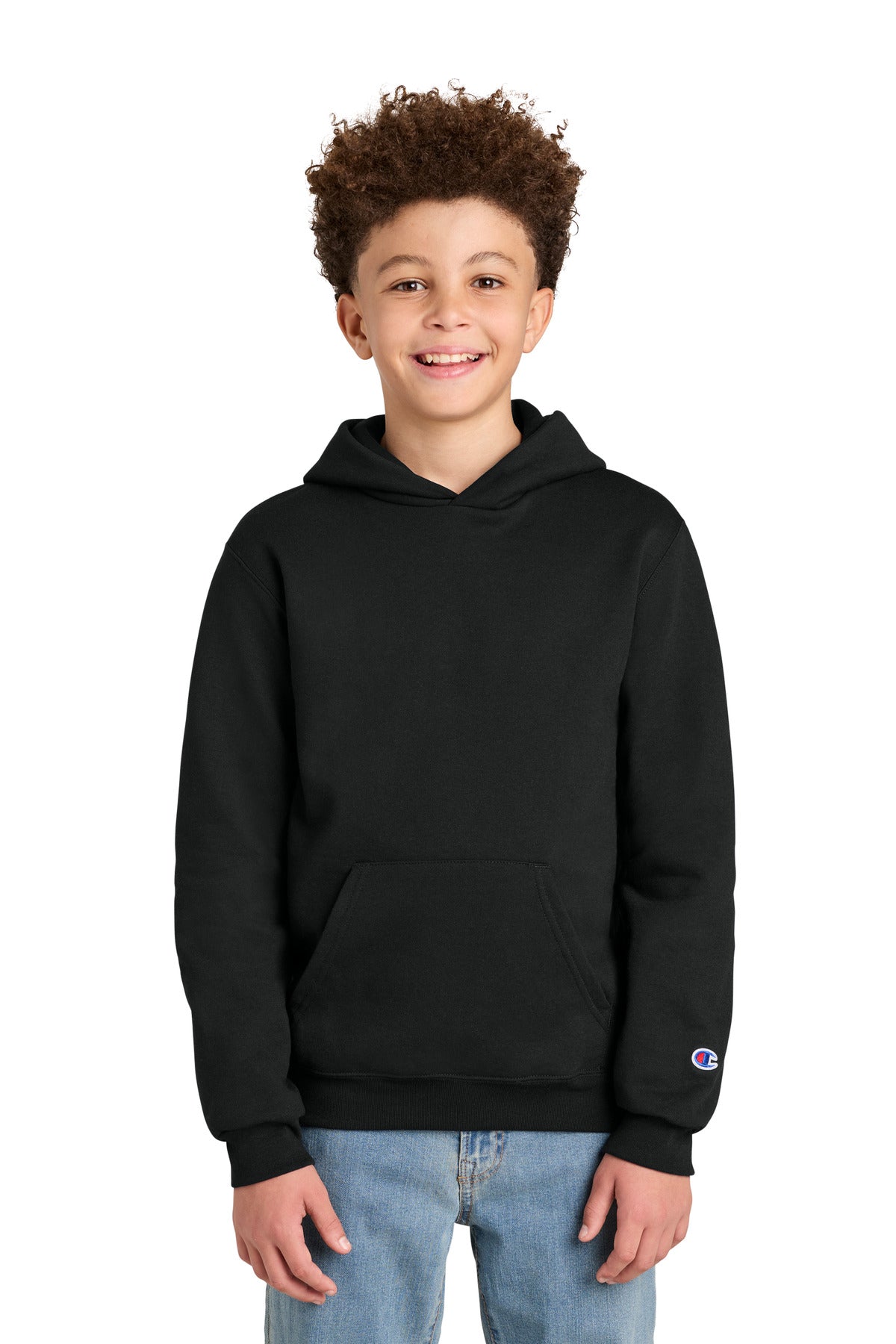 Champion® Youth Powerblend® Hooded Sweatshirt S790 - Black - L
