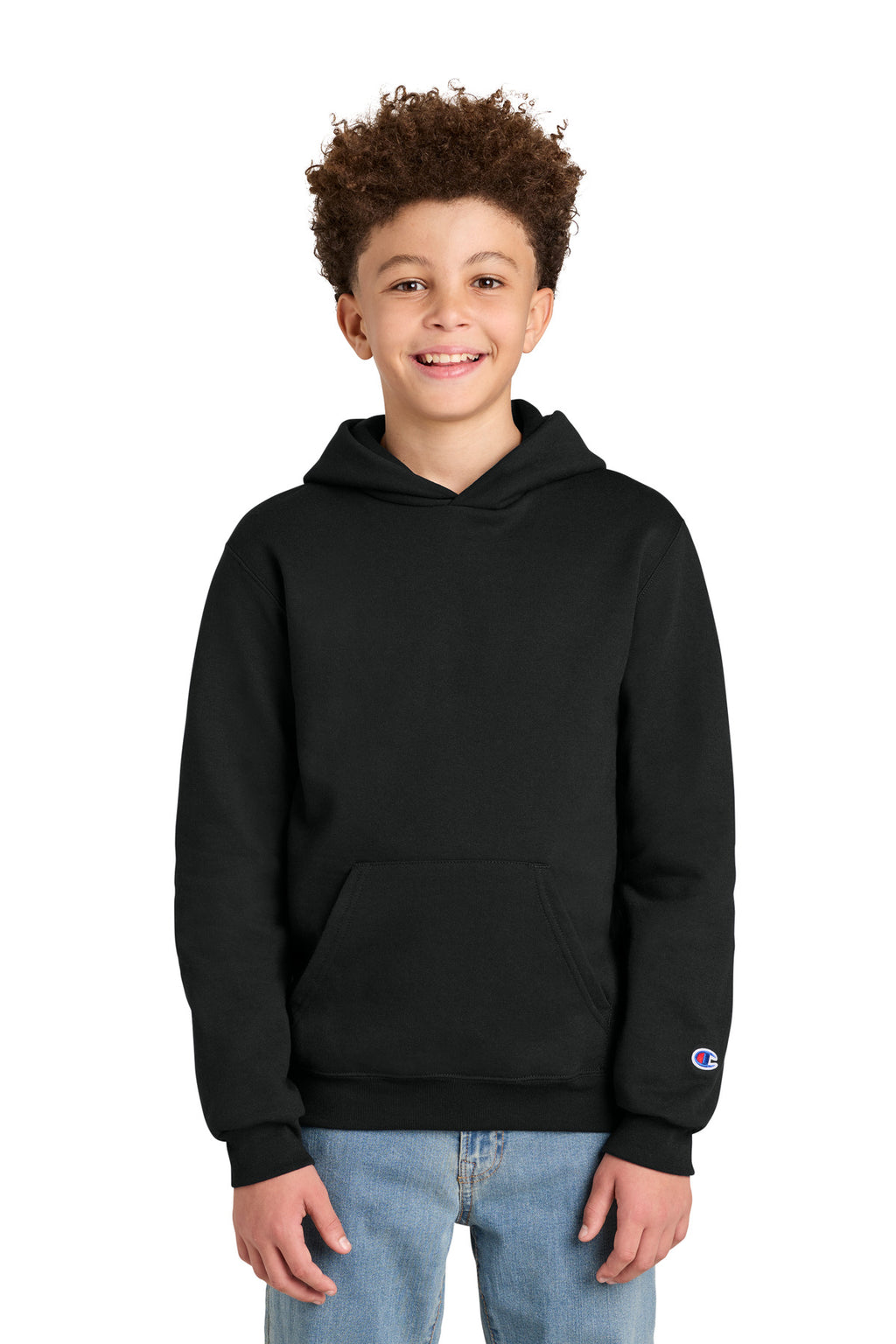 Champion® Youth Powerblend® Hooded Sweatshirt S790 - Black - L