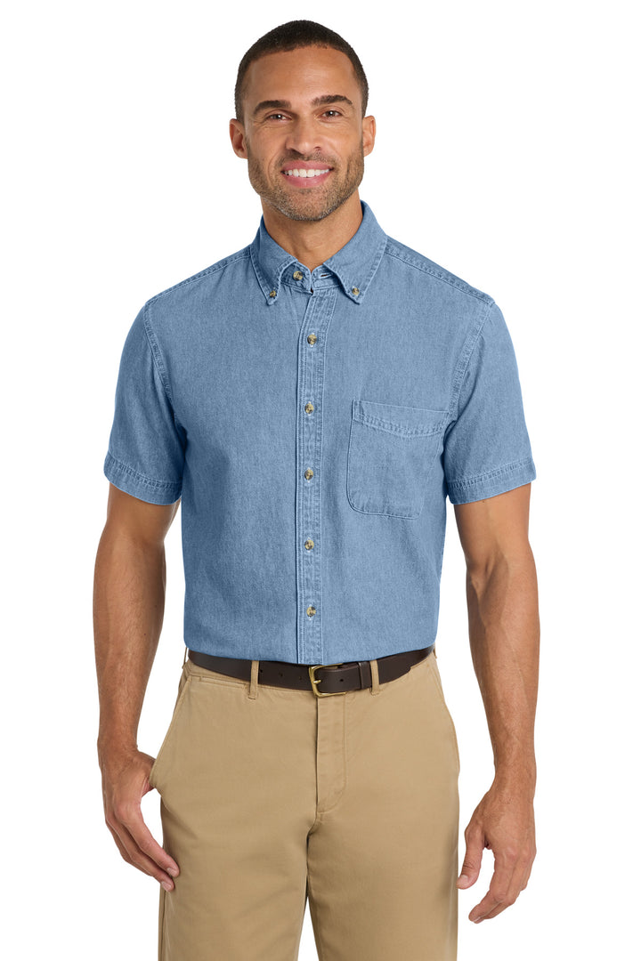 Port & Co® Short Sleeve Value Denim Shirt. SP11 - Faded Blue - 2XL