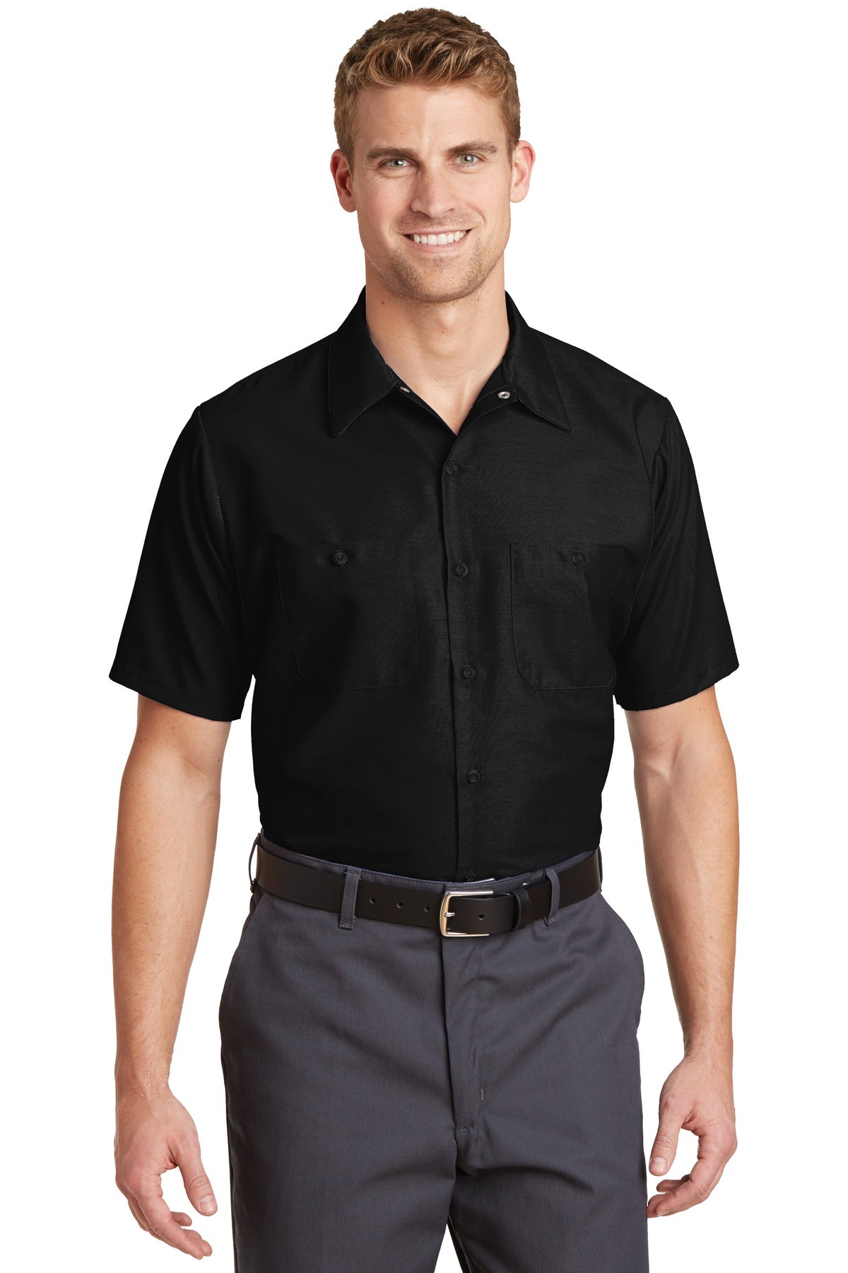 Red Kap® Long Size  Short Sleeve Industrial Work Shirt. SP24LONG - Black - 2XLL
