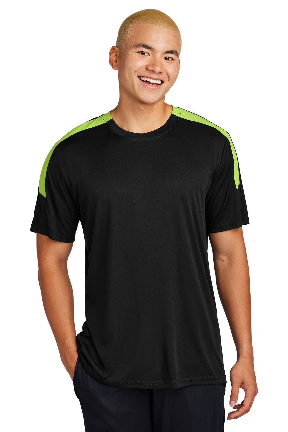Sport-Tek® Competitor United Crew ST100 - Black/ Lime Shock - 2XL