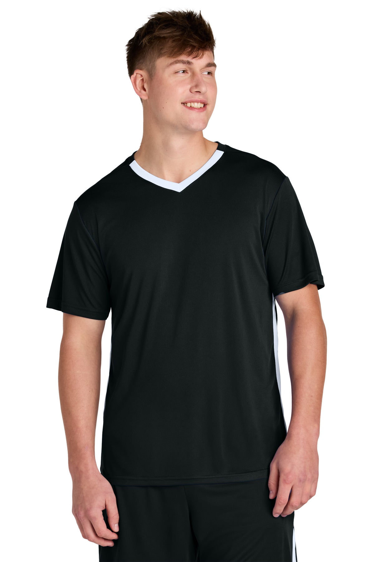 Sport-Tek® Competitor United V-Neck ST101 - Black/ White - 2XL