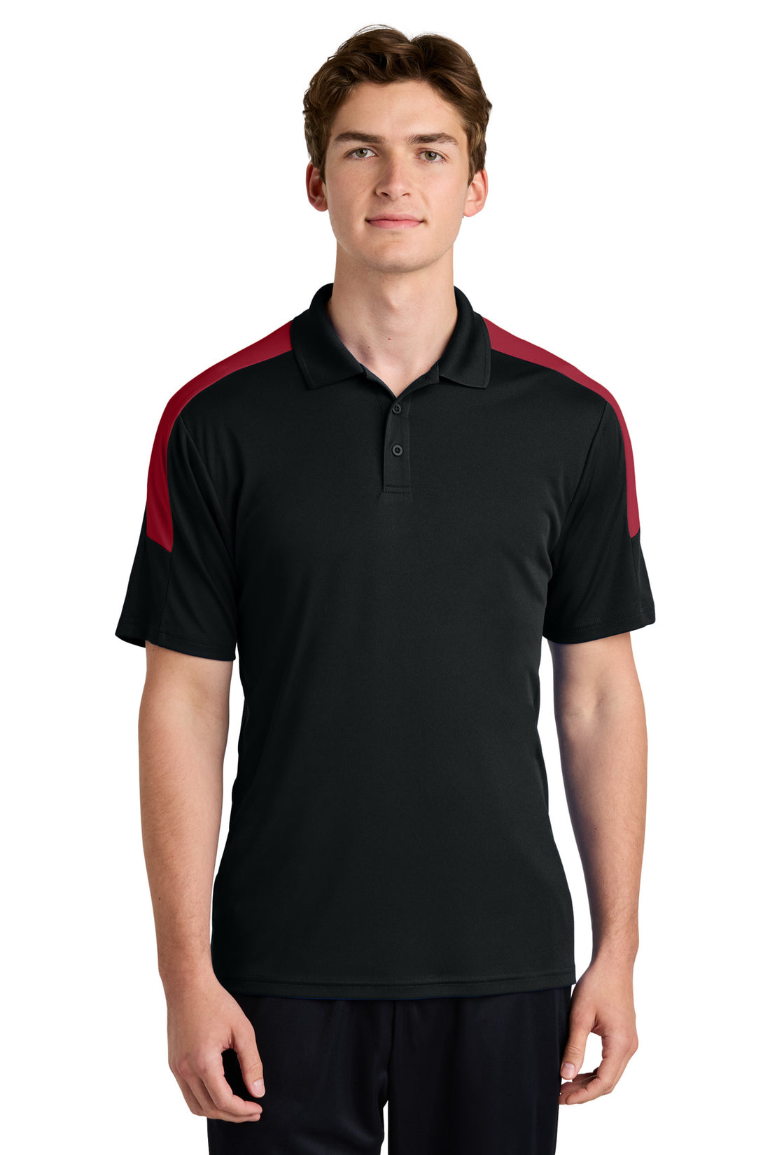 Sport-Tek® Competitor United Polo ST104 - Black/ Deep Red - 2XL