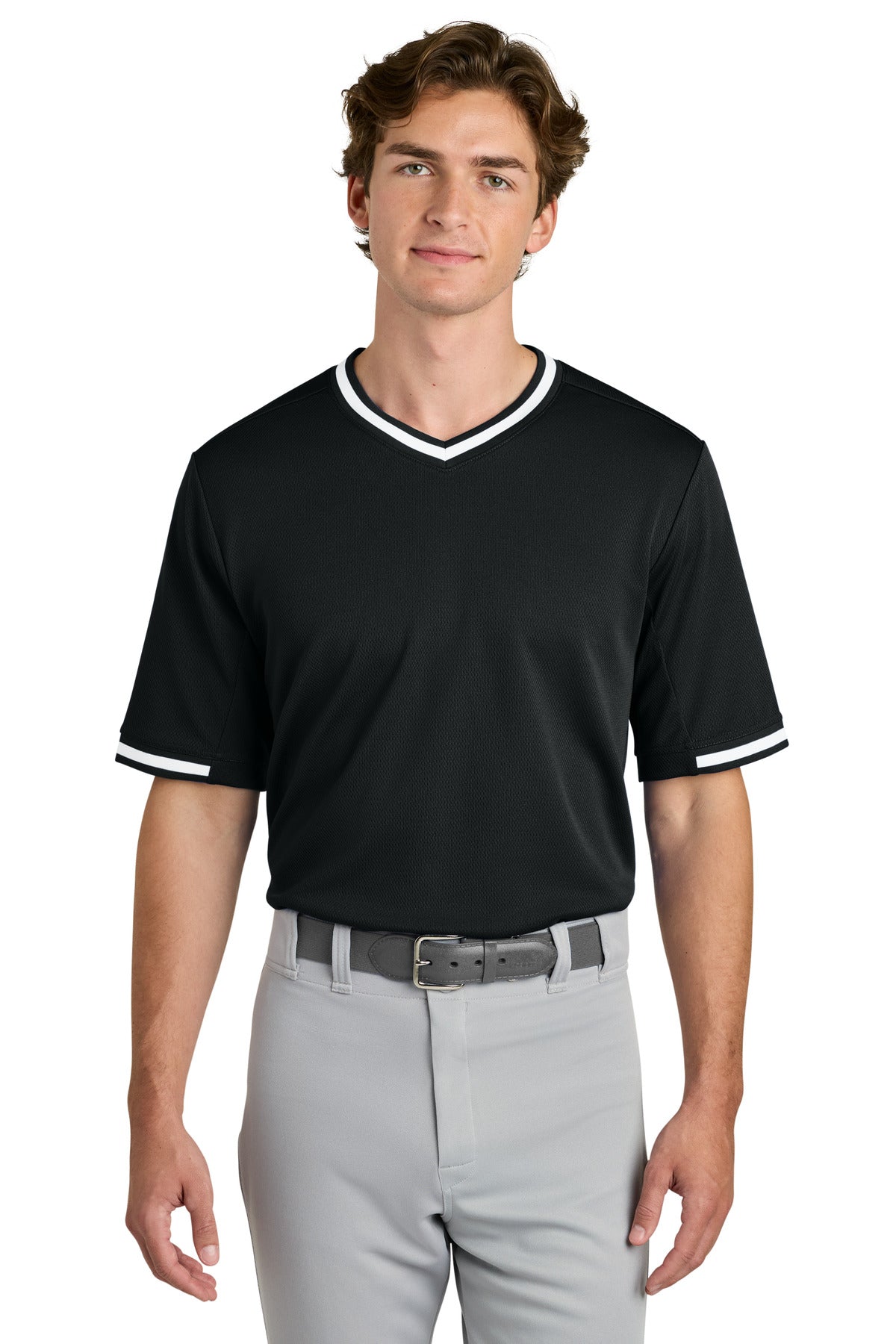 Sport-Tek® Tough Mesh V-Neck Baseball Jersey ST221 - Black - 2XL