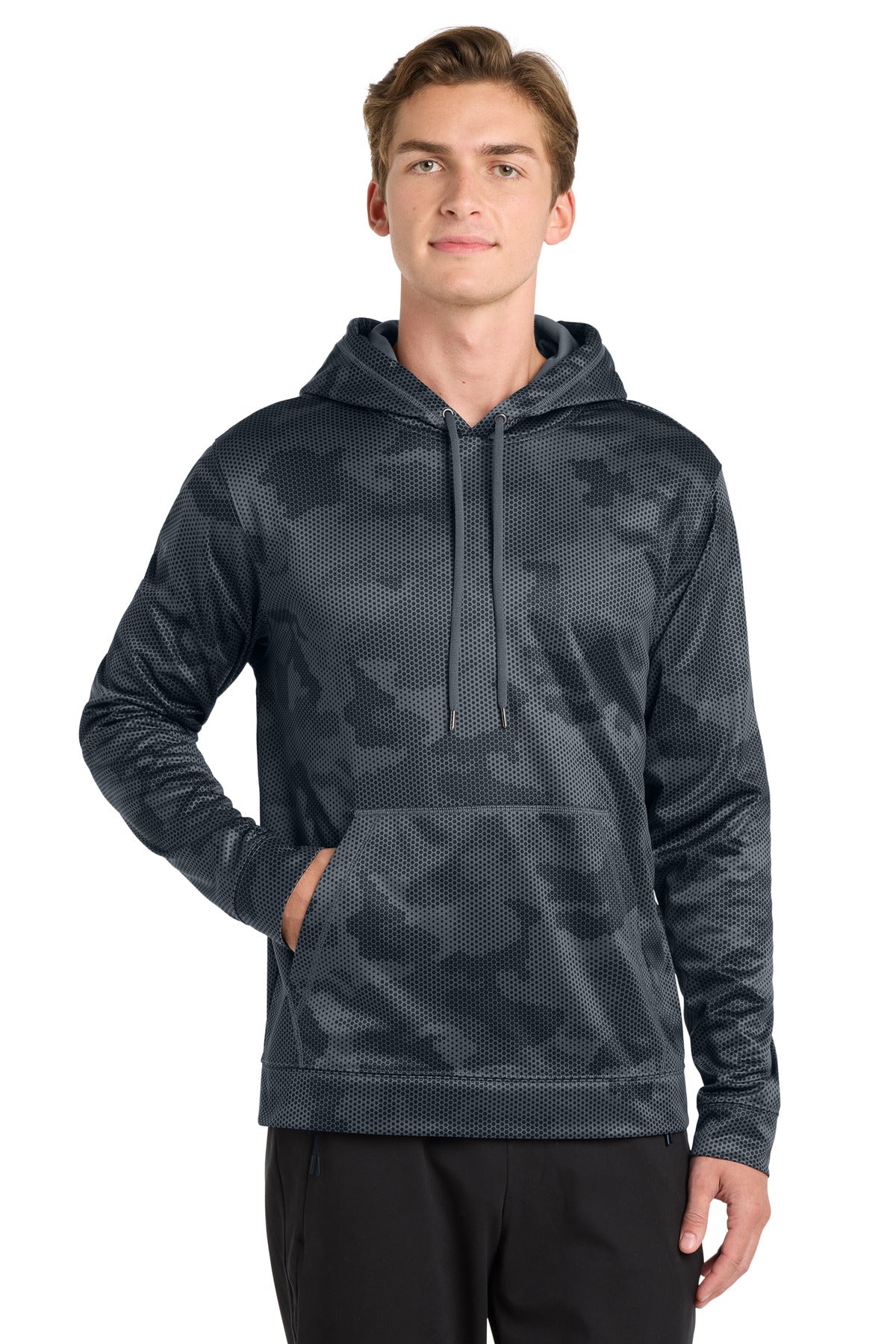 Sport-Tek® Sport-Wick® CamoHex Fleece Hooded Pullover. ST240 - Dark Smoke Grey - 2XL