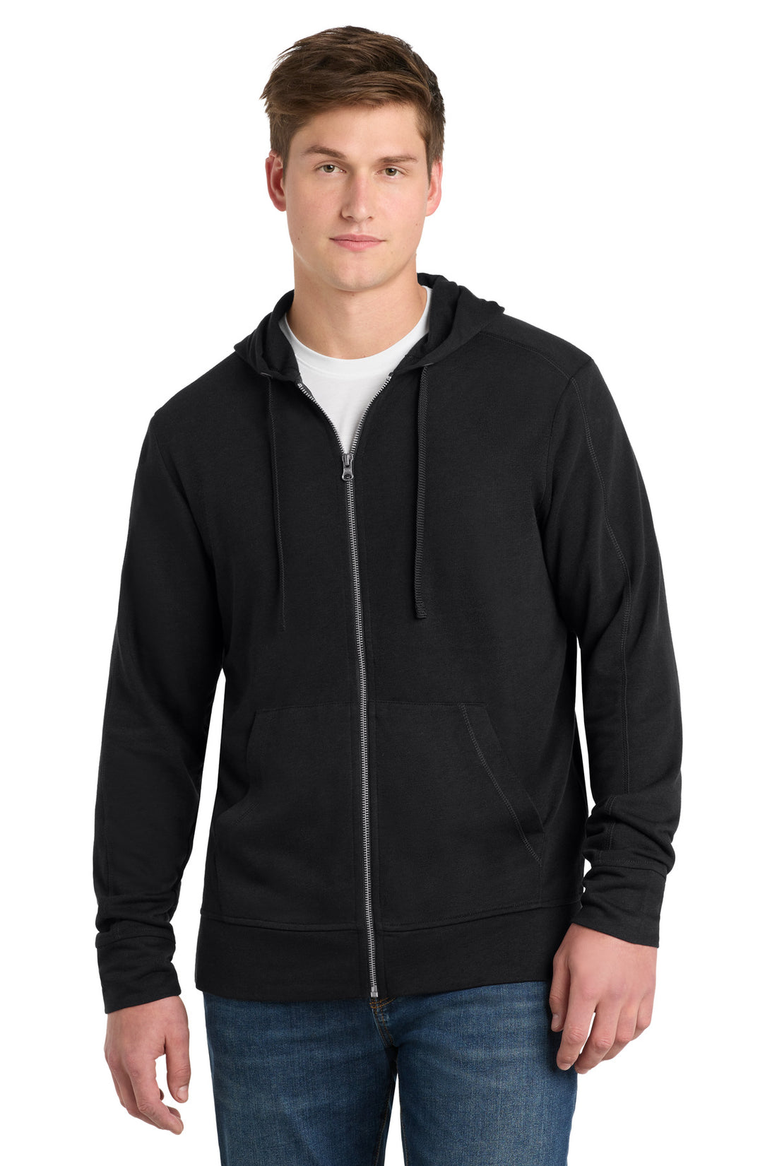 Sport-Tek ® PosiCharge ® Tri-Blend Wicking Fleece Full-Zip Hooded Jacket ST293 - Black Triad Solid - 2XL