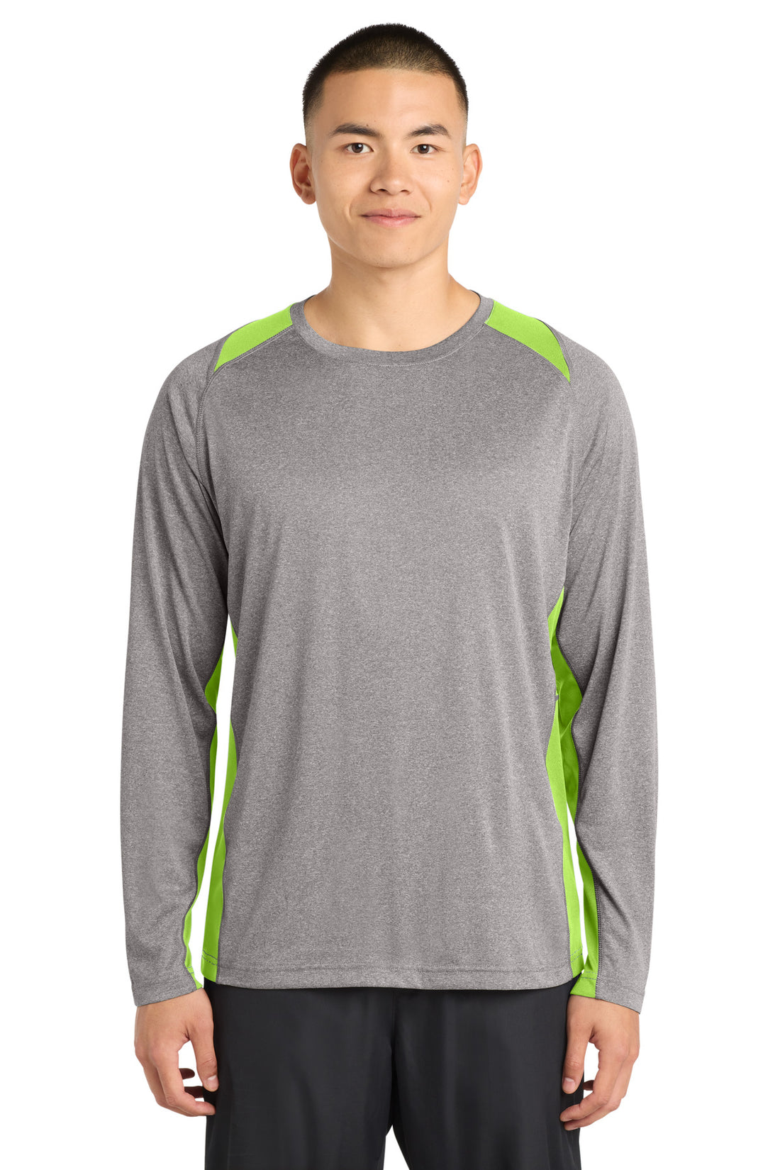 Sport-Tek® Long Sleeve Heather Colorblock Contender Tee. ST361LS