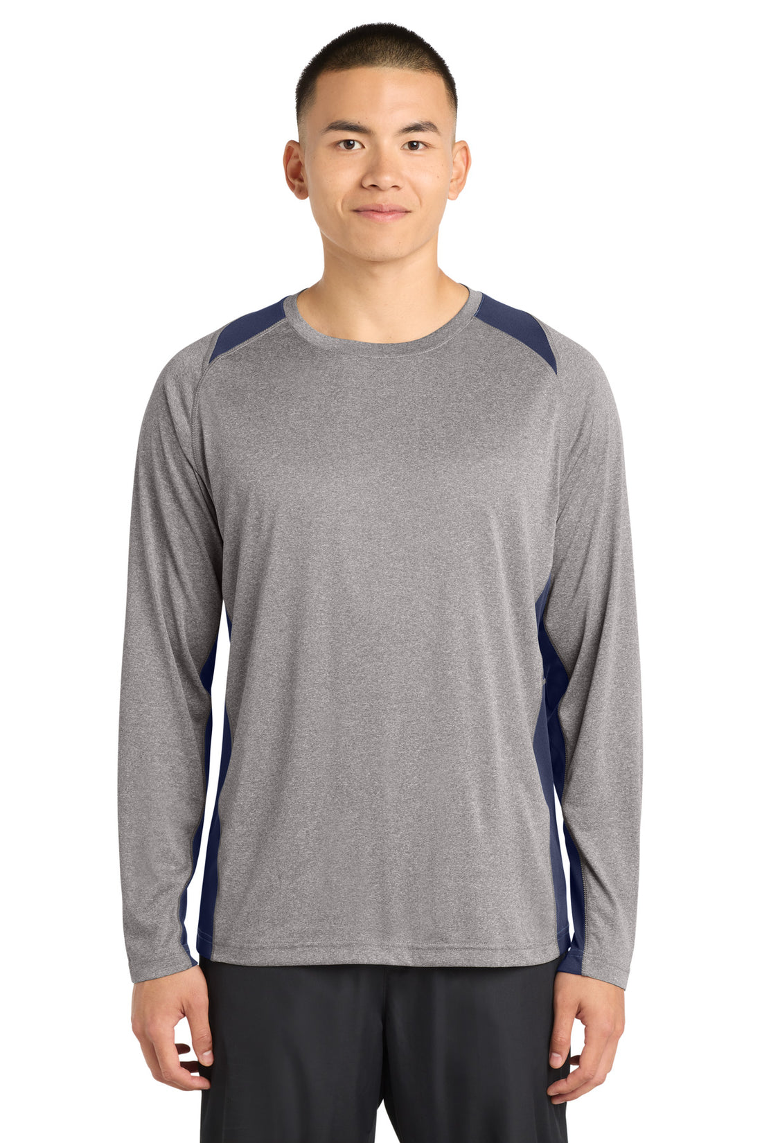 Sport-Tek® Long Sleeve Heather Colorblock Contender Tee. ST361LS