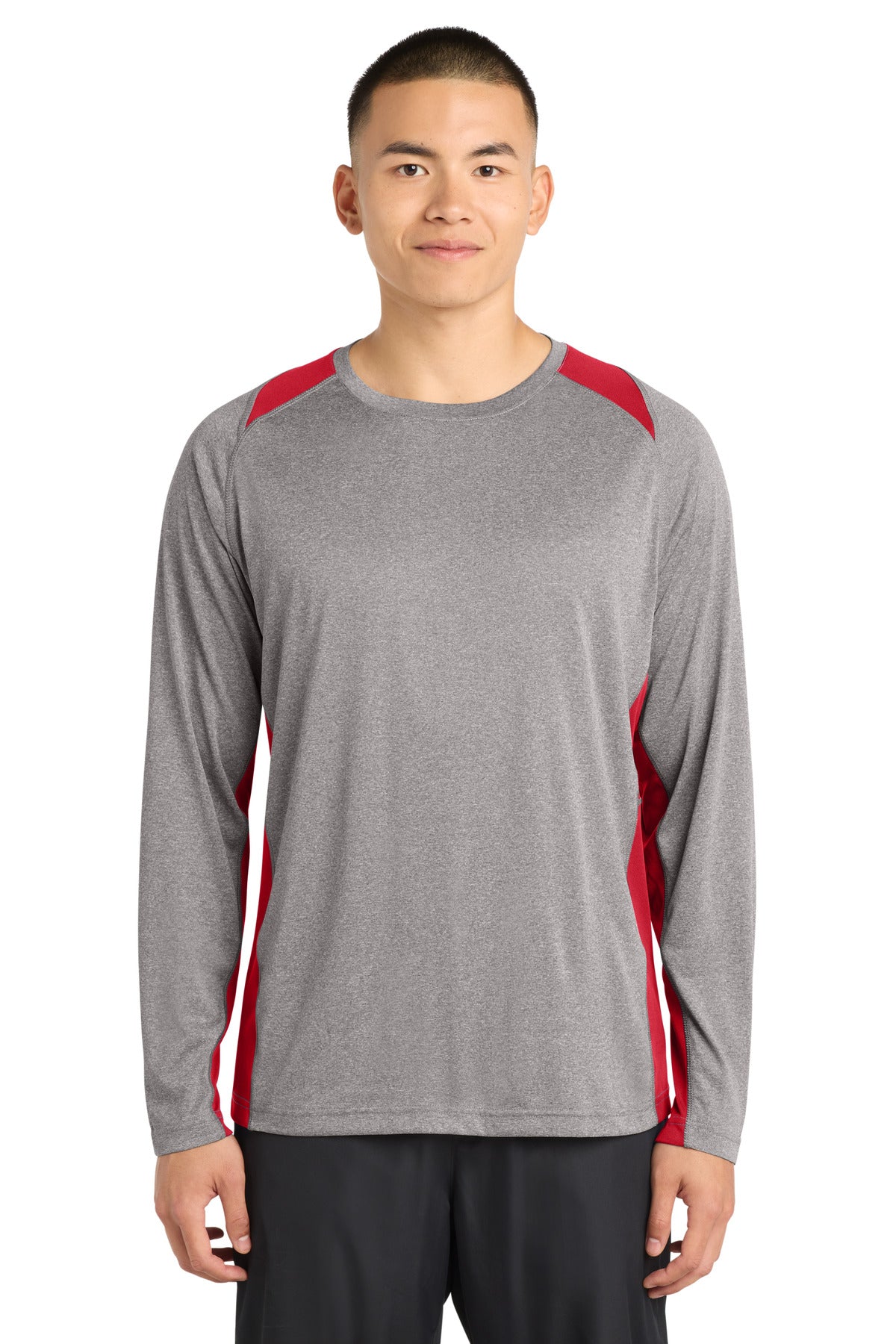 Sport-Tek® Long Sleeve Heather Colorblock Contender Tee. ST361LS