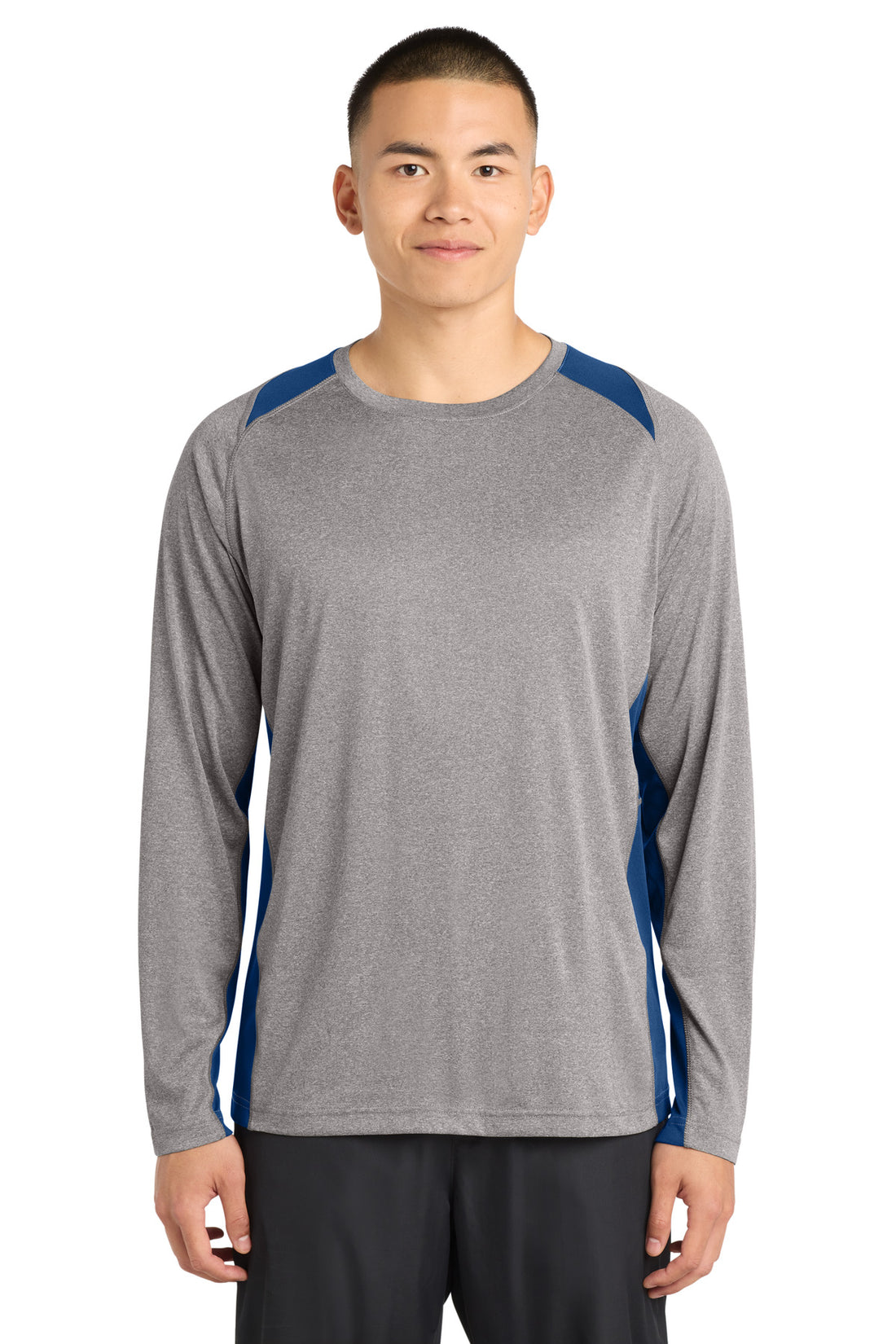 Sport-Tek® Long Sleeve Heather Colorblock Contender Tee. ST361LS